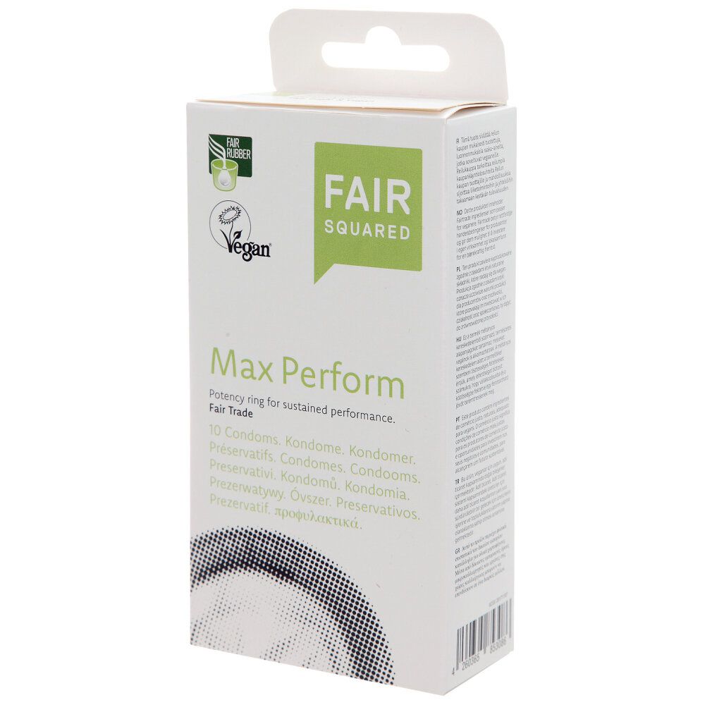 Fair Squared «Max perform» erektionsverstärkende Fair-Trade-Kondome mit Potenzring