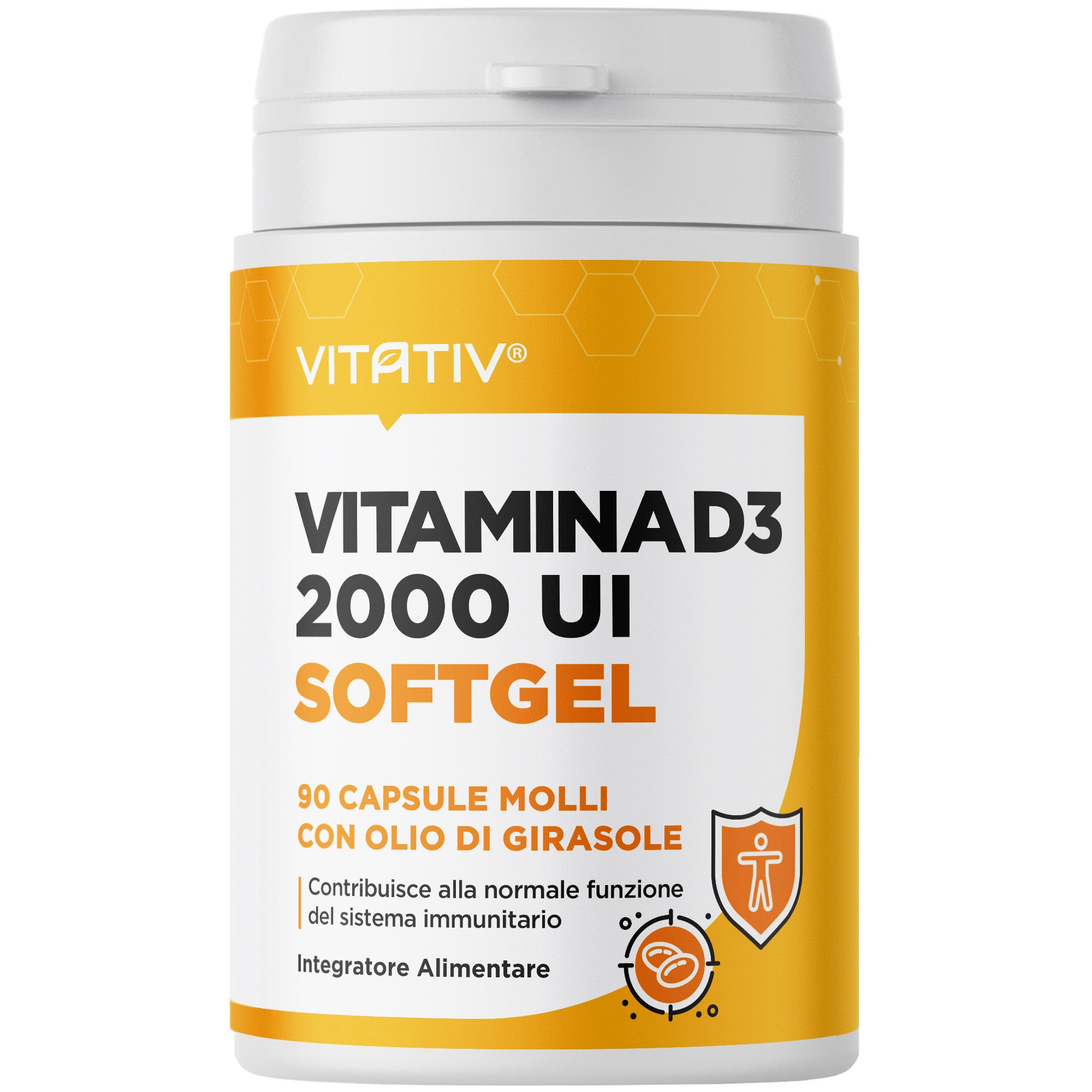 VITATIV® Vitamina D3 2000 UI Mini Softgel - Capsule Molli con Olio di Girasole