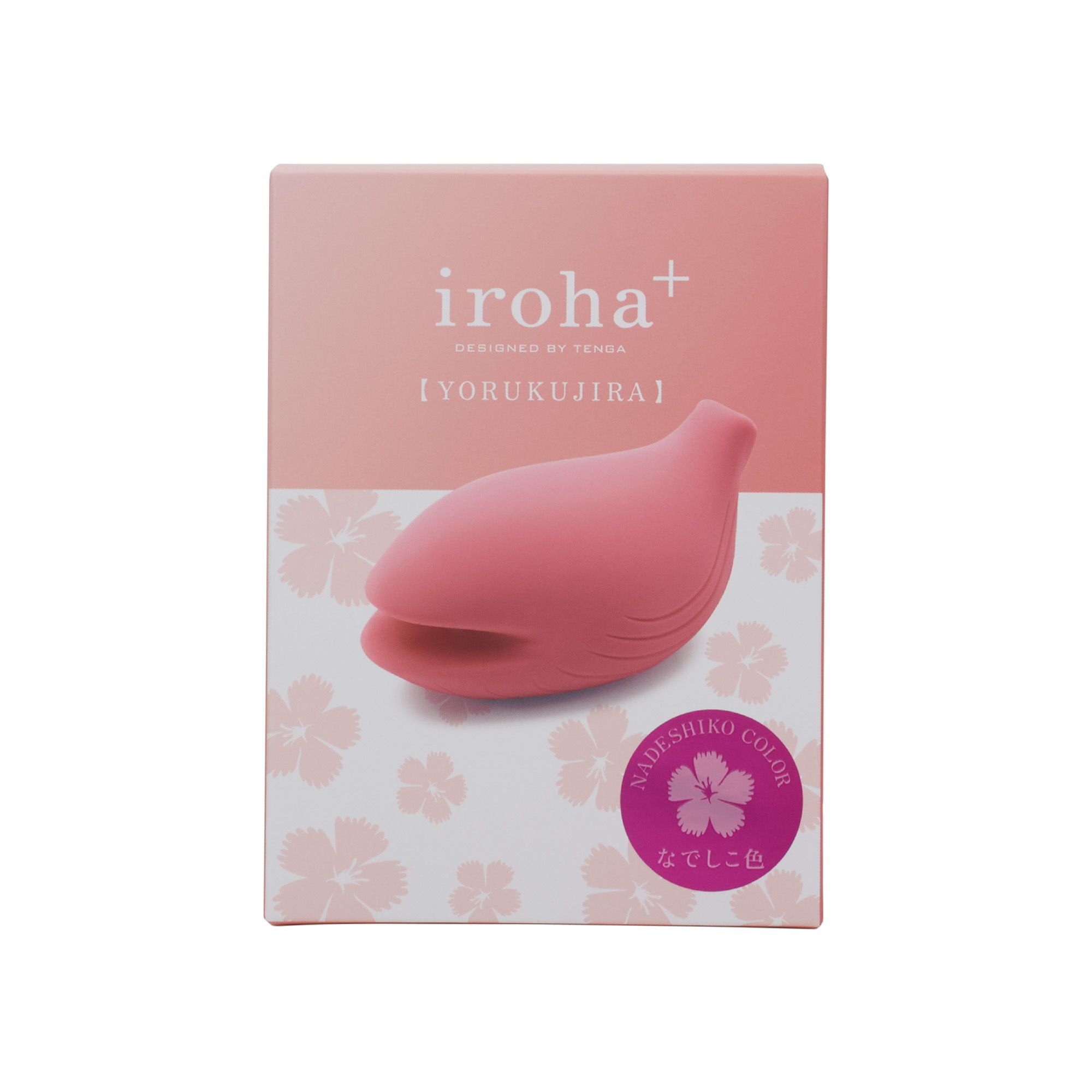 Verpackung mit rosa Vibrator. Aufschrift 'iroha+' und 'YORUKUJIRA'. 'NADESHIKO COLOR' und Kirschblüten-Design.