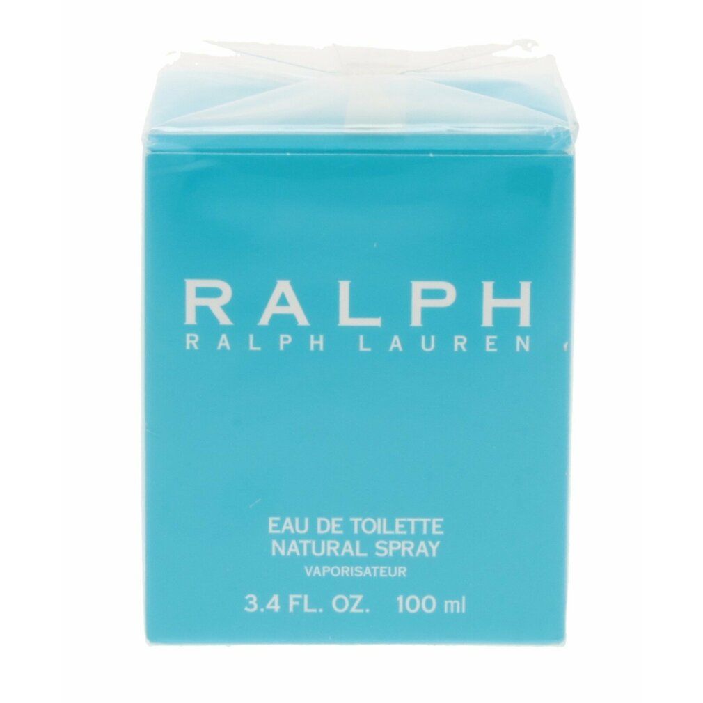 Türkisfarbener Karton mit weißer Aufschrift RALPH. Darunter steht Eau de Toilette Natural Spray. 3.4 FL. OZ. 100 ml.