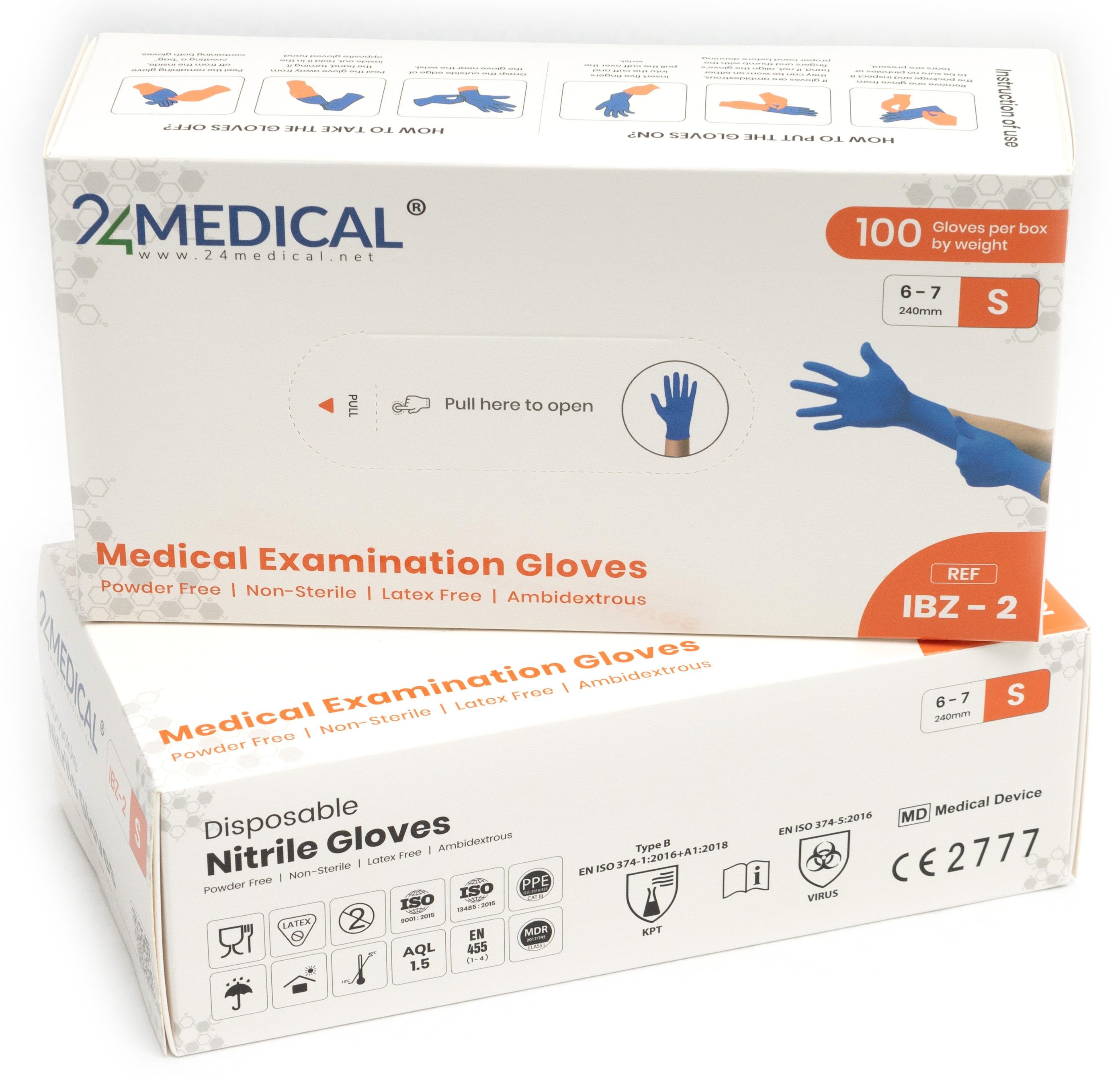 24medical IBZ-2 Nitril Handschuhe, puderfrei - Größe S