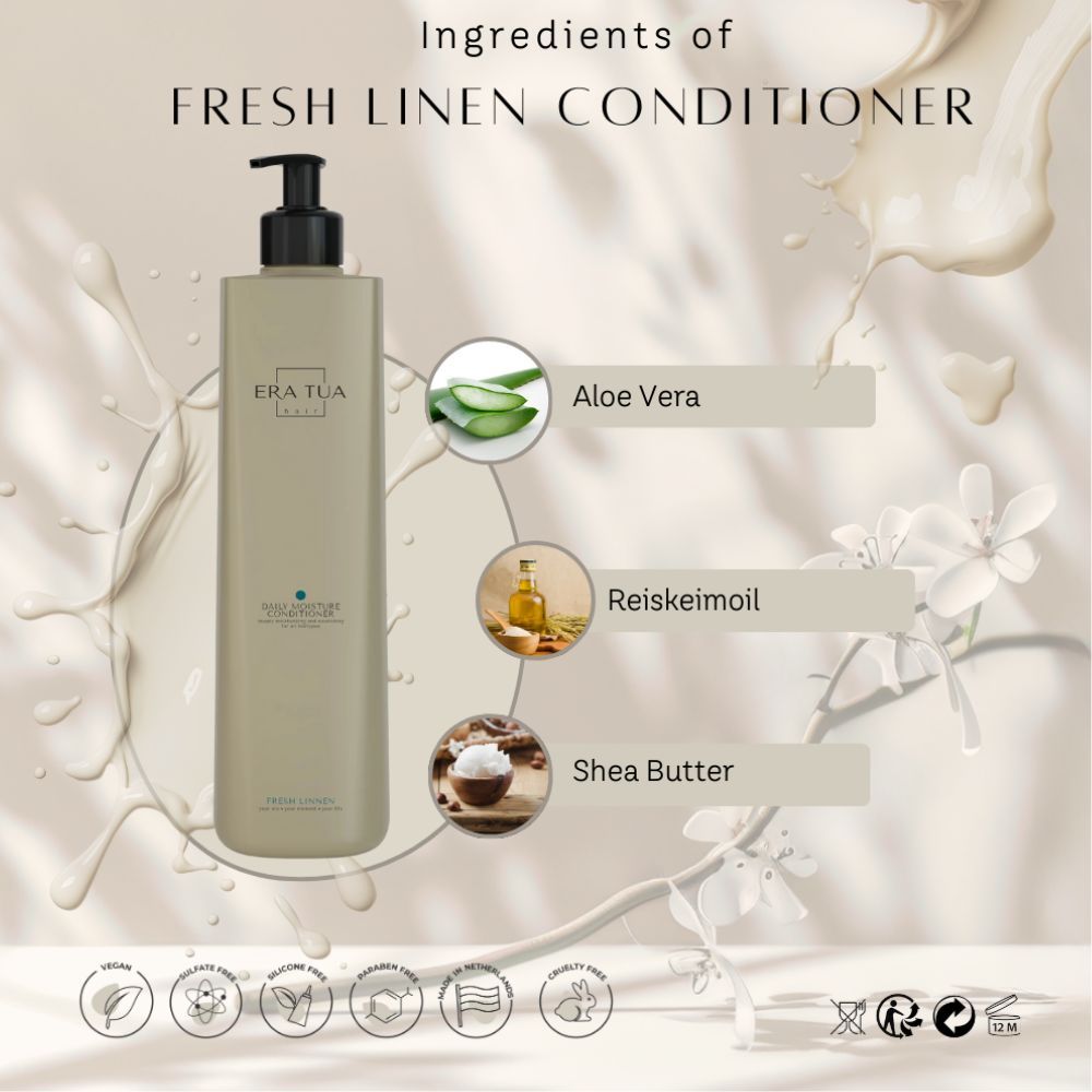 Beige Flasche mit schwarzem Pumpkopf. Zutaten: Aloe Vera, Reiskeimöl, Sheabutter. Vegan-Siegel.
