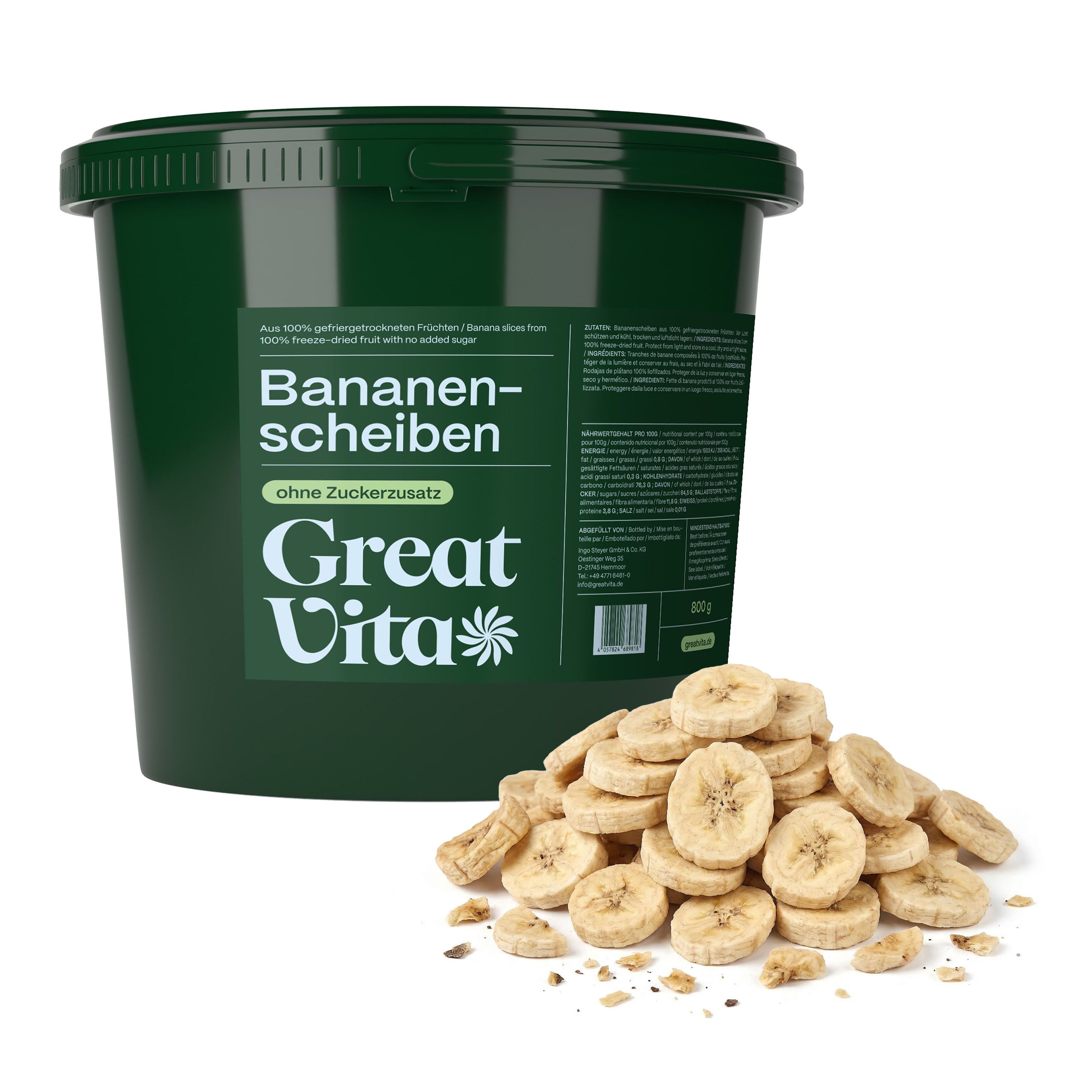 GreatVita gefriergetrocknete Bananenscheiben 0,8 kg