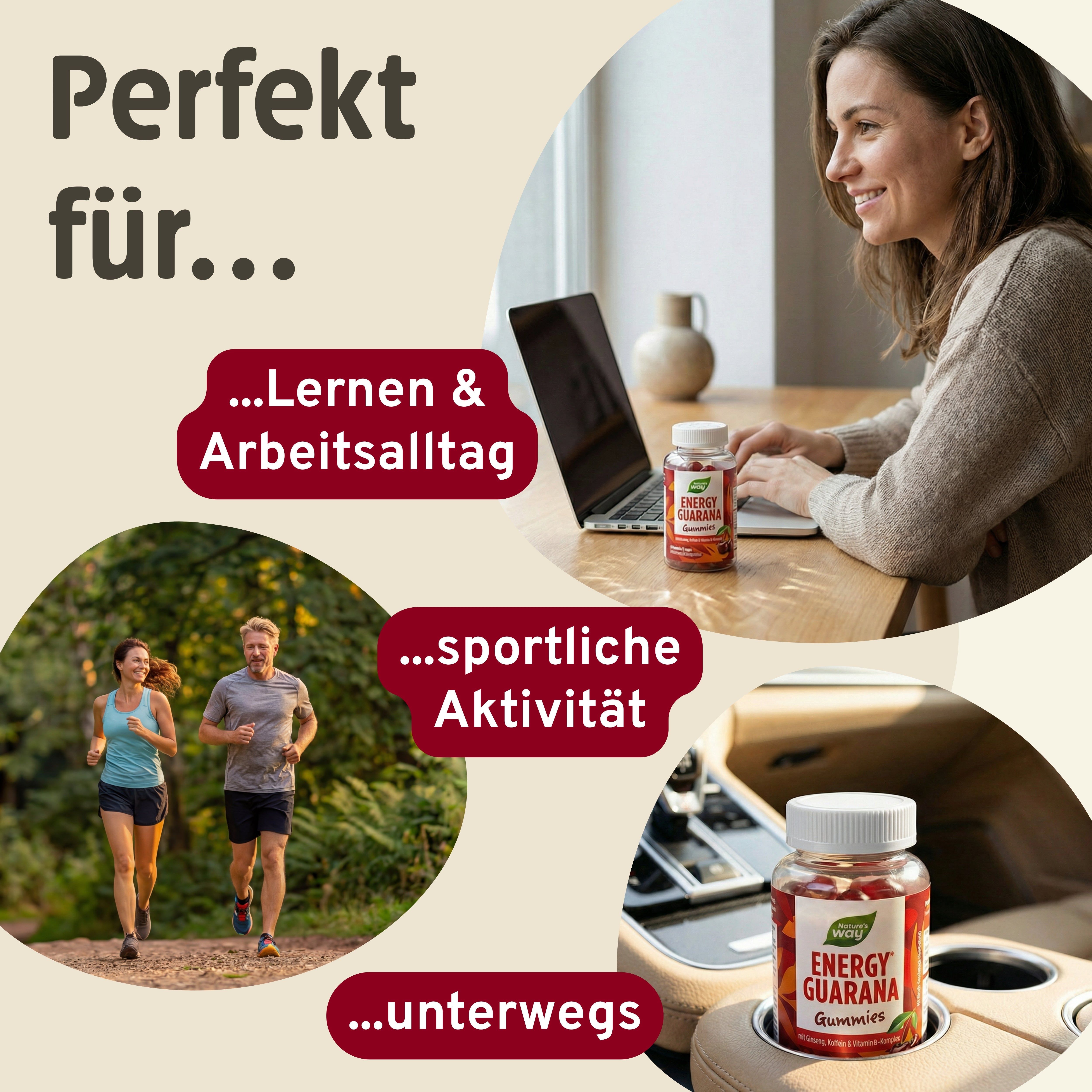 Energy Guarana Gummies | 10 mg Koffein & Vitamin B Komplex | Pflanzen-Extrakte mit Guarana & Gins...