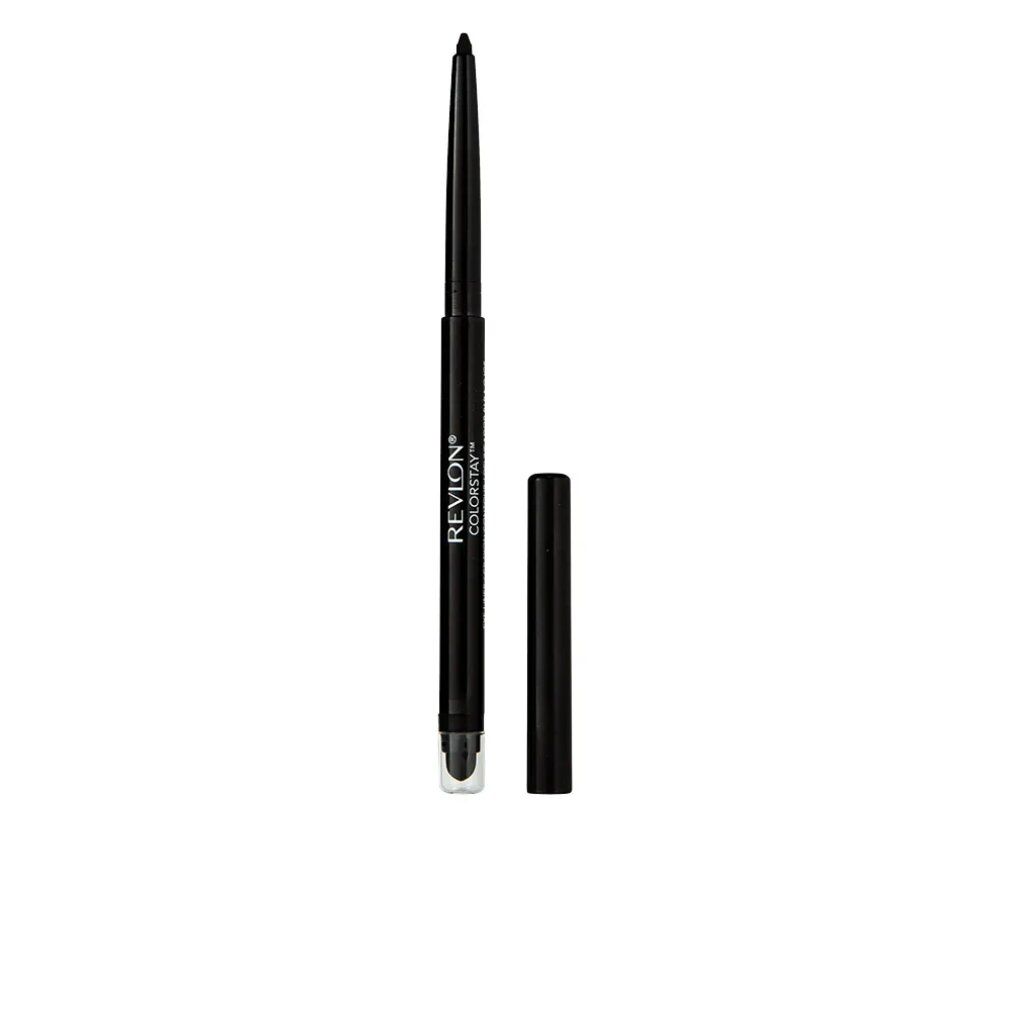 Schwarzer Revlon Colorstay Eyeliner, Stift und Kappe. Aufschrift: Revlon Colorstay.