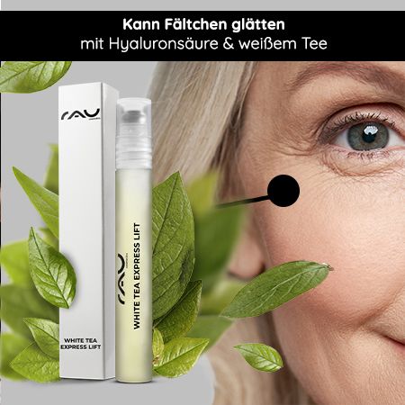 RAU Cosmetics White Tea Express Lift Roll On mit Q10, Vitamin B3 & E für trockene und reife Haut