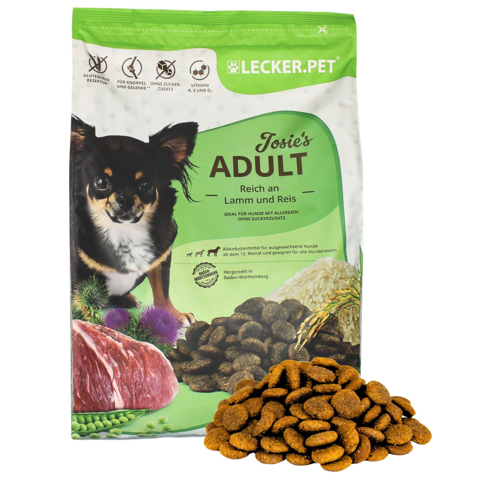Lecker.Pet® Josie's Adult Lamm & Reis Hundefutter Trockenfutter Vollnahrung 4 kg Nicht relevant