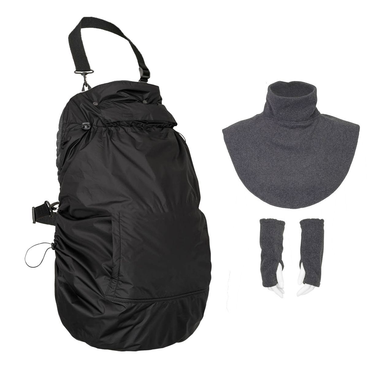 Hoppediz Tragecover Fleece-Cover 3-in-1 mit Regenschutz, Schalkragen & Stulpen