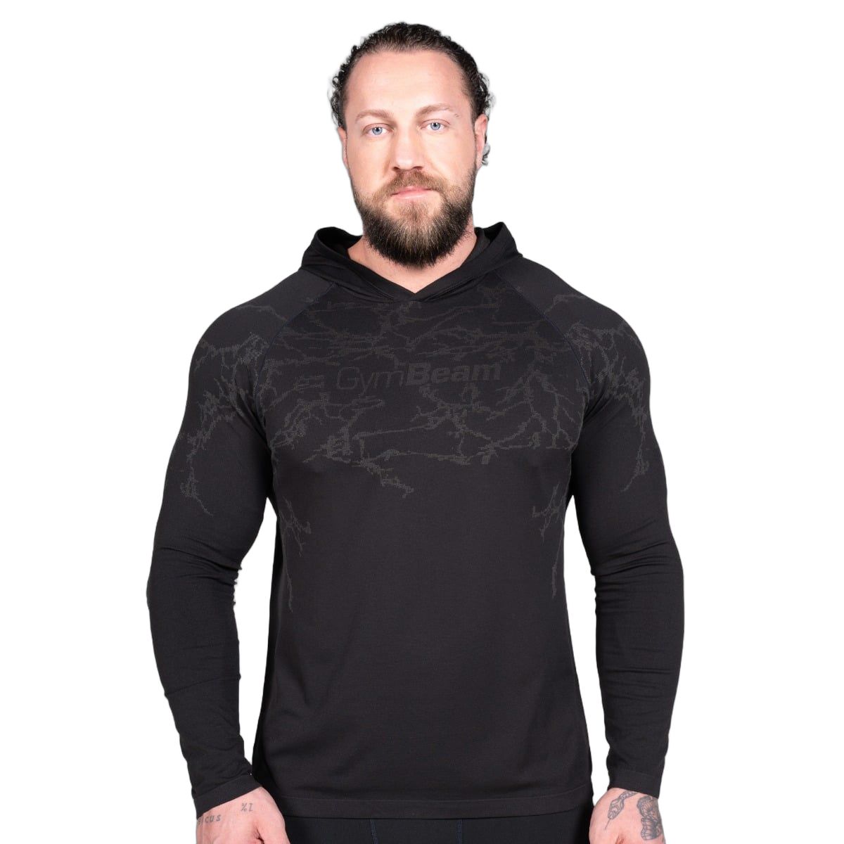 GymBeam Langarmshirt Herren regular mit Kapuze in Schwarz 1 St