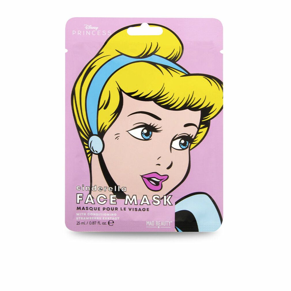 Verpackung einer Cinderella Gesichtsmaske mit Comic-Illustration von Cinderella.