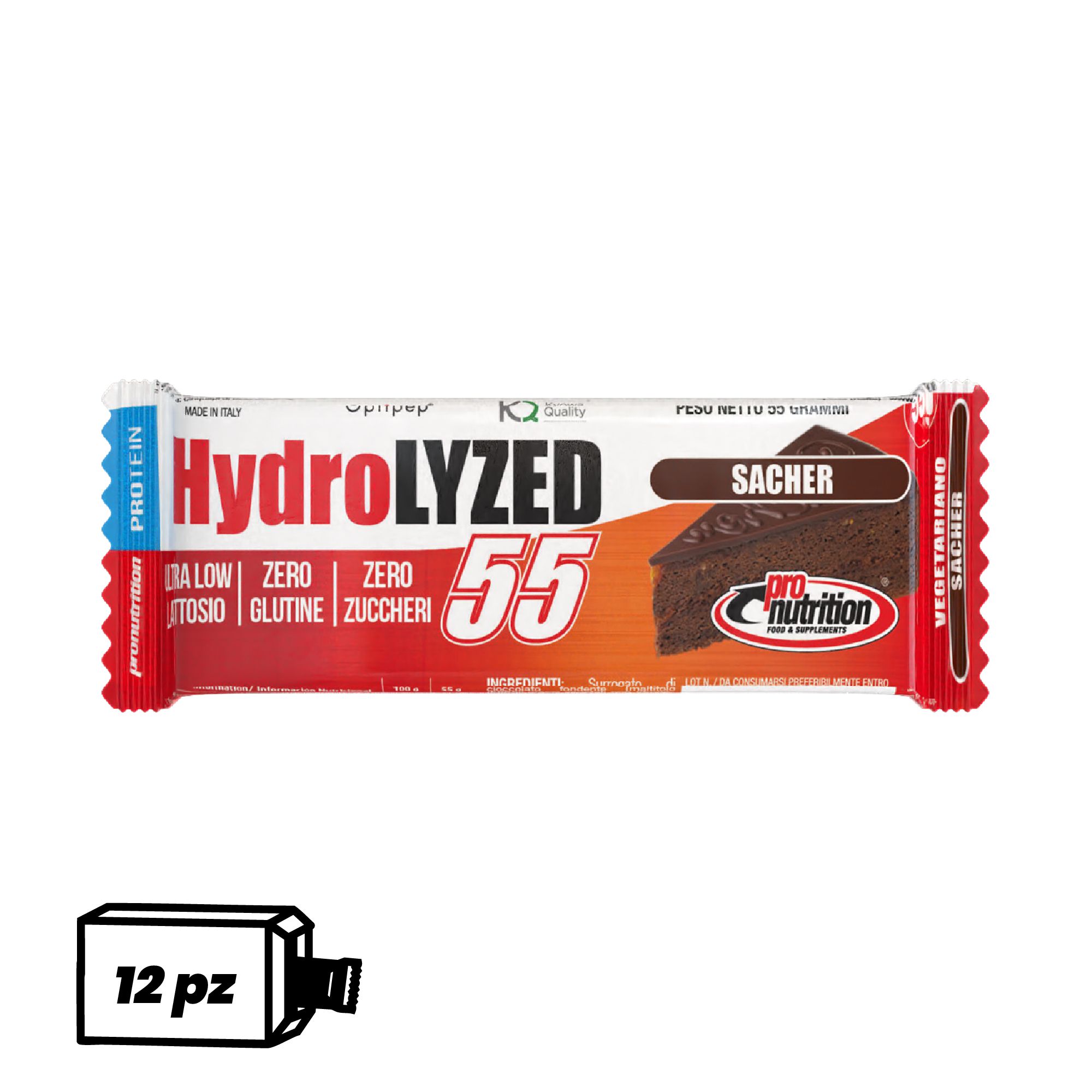 Pronutrition Barretta proteica Hydrolized senza zuccheri (12 x 55 gr, Sacher)