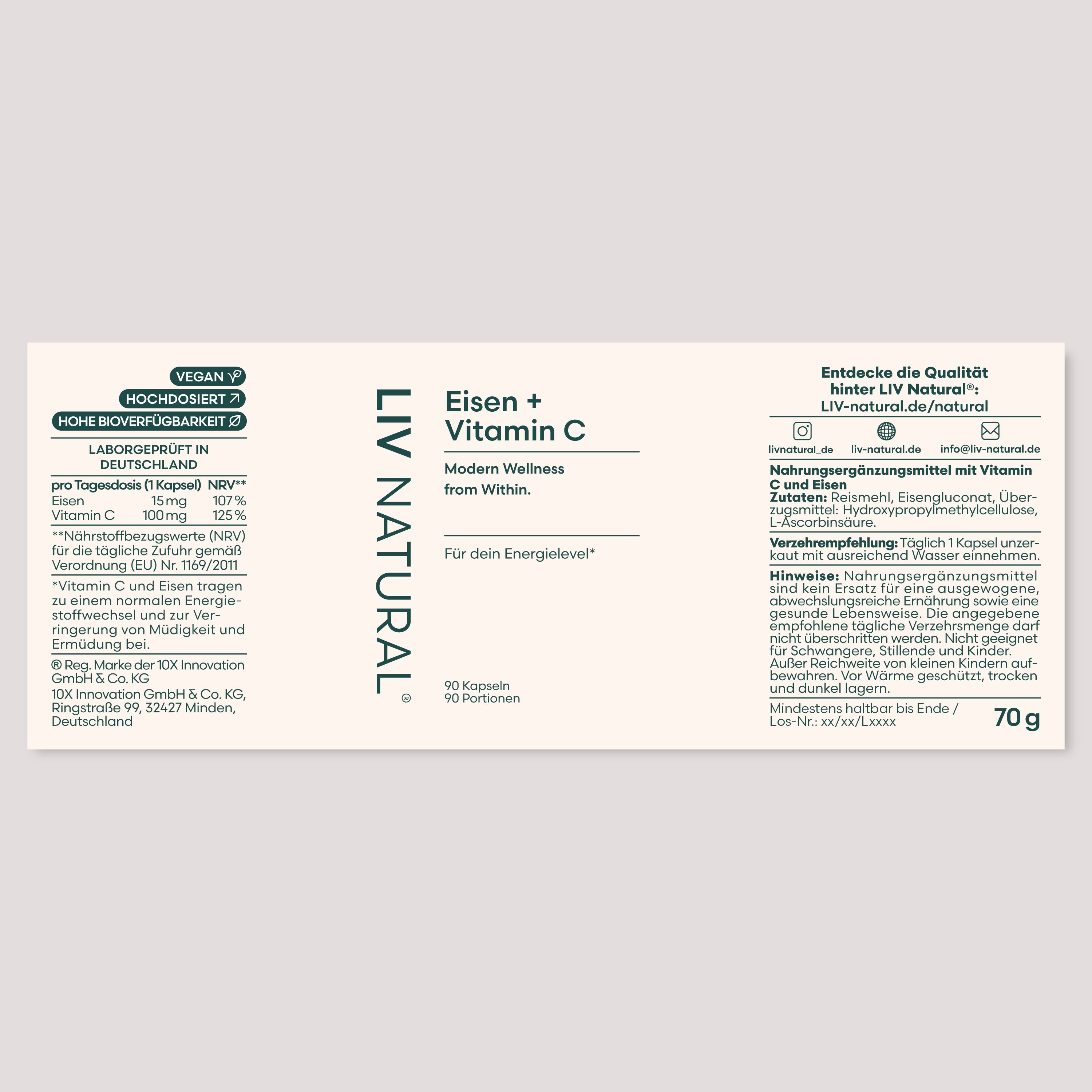 LIV Eisen + Vitamin C für Frauen | Energie, Fokus & hormonelle Balance