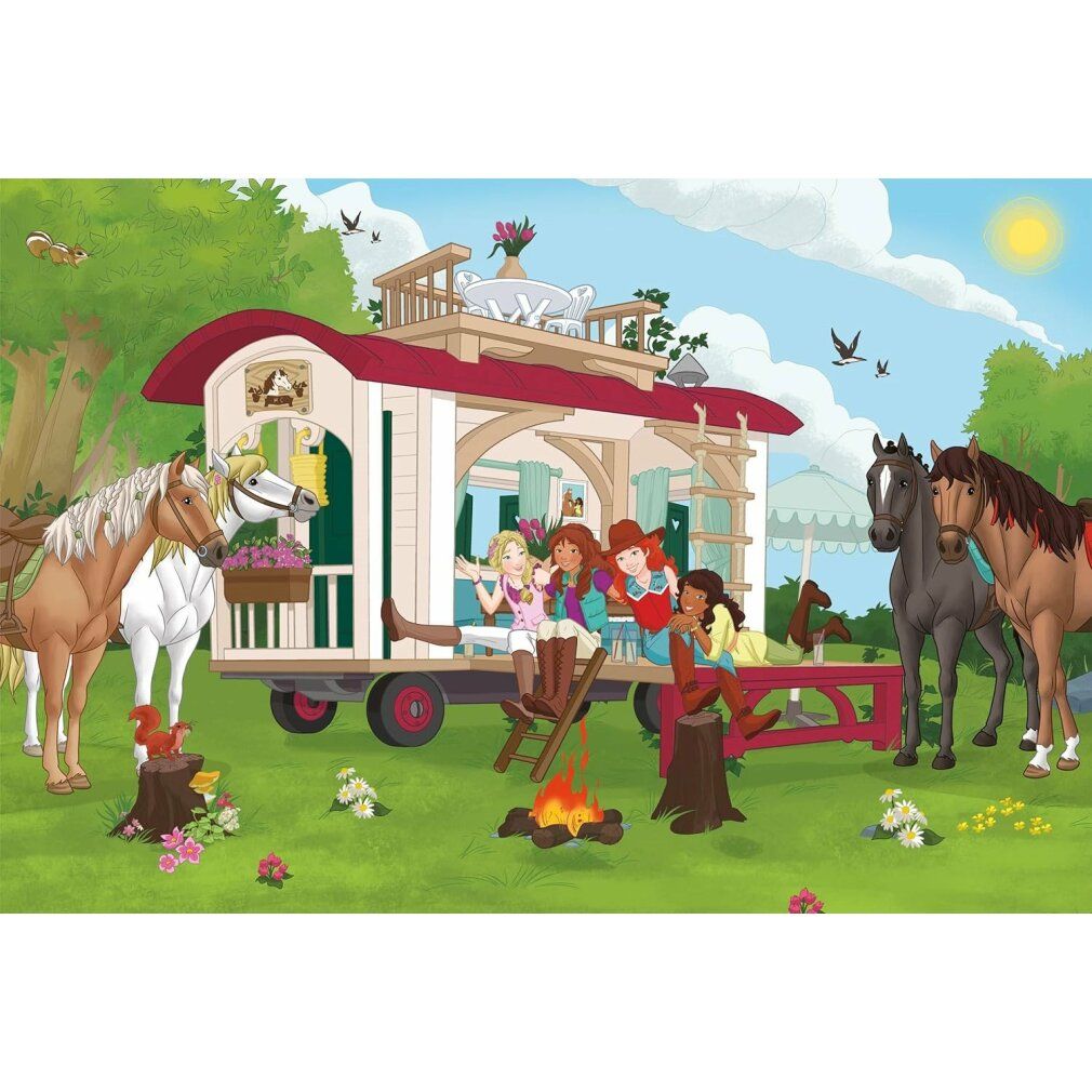 schmidt Puzzle Schleich Lagerfeuer an der Karawane 100 Teile + Schleich-Figur