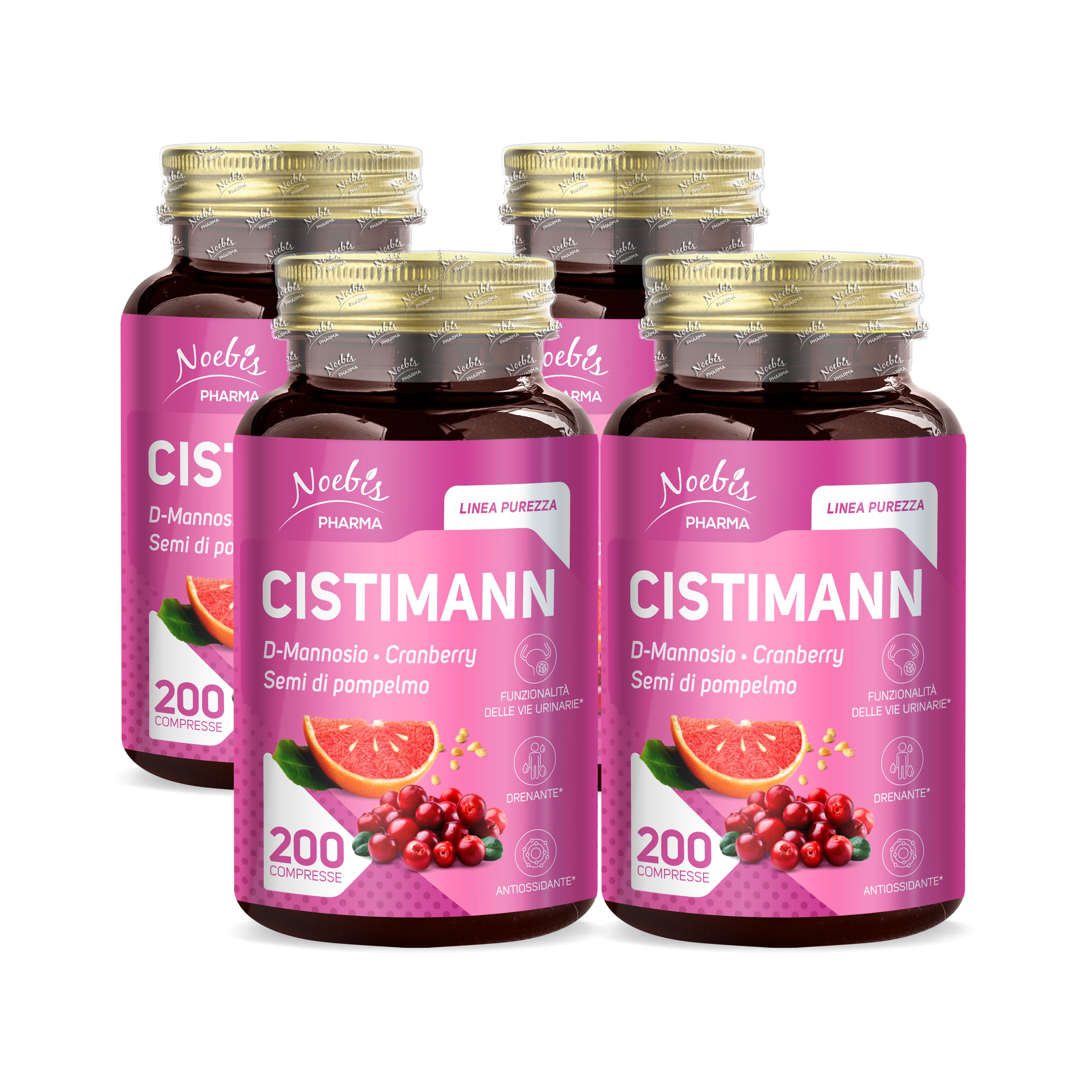 Noebis Pharma Cistimann - D-Mannosio, Mirtillo Rosso e Pompelmo - 200 Compresse