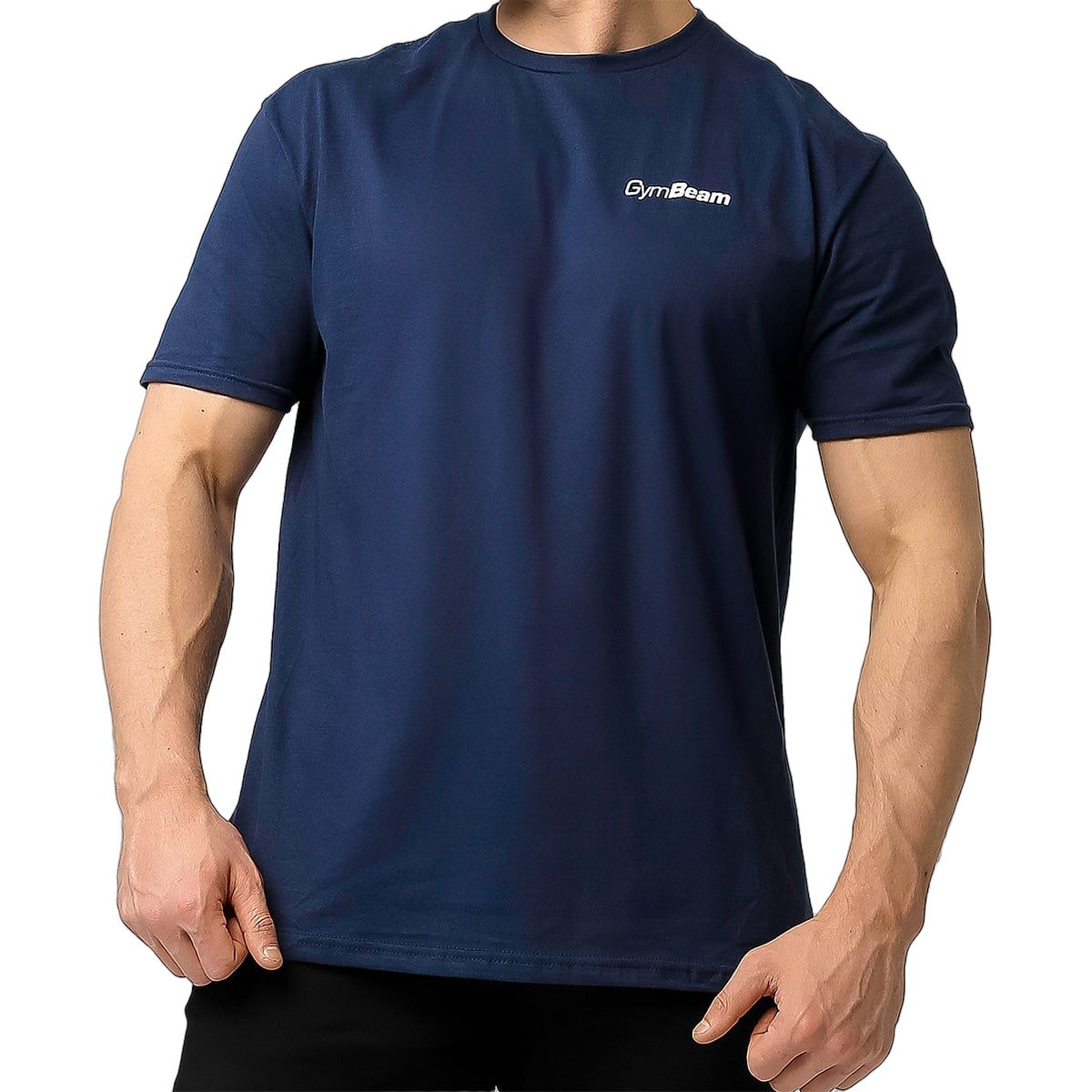 GymBeam T-Shirt Herren regular Kurzarm Marineblau Basic
