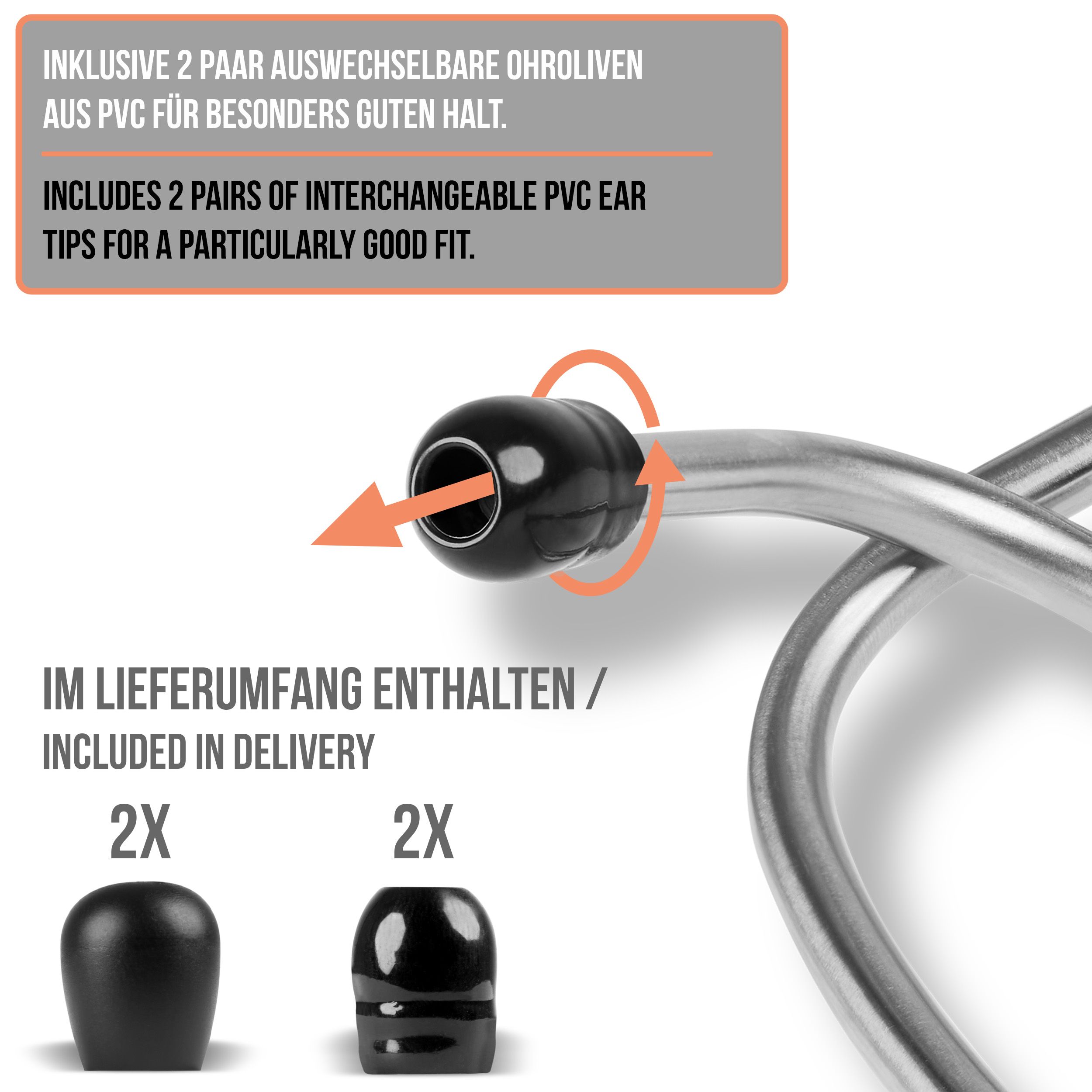 Pulox Kardiologie Stethoskop - Profi-Stethoskop mit Doppelkopf aus Edelstahl