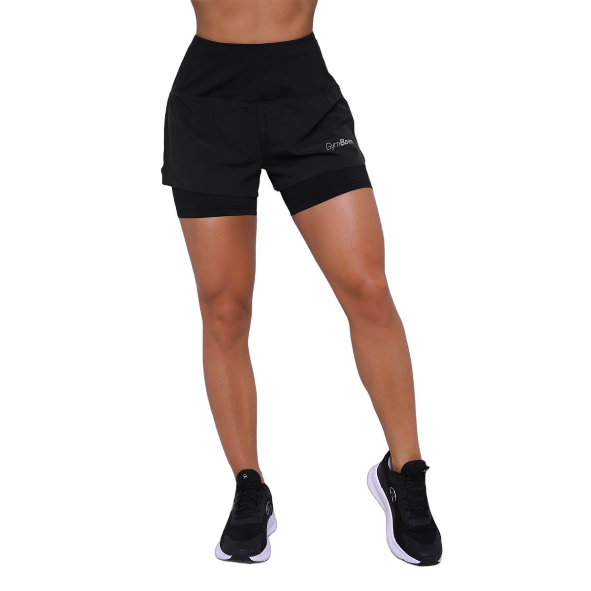 Shorts Damen slim 2in1 mit Gummizug und Gesäßtasche in Schwarz 1 St