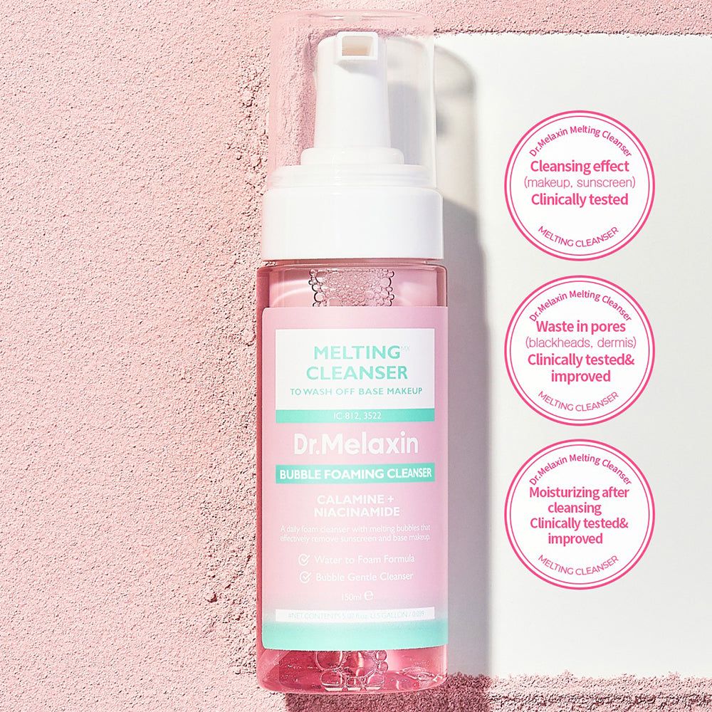 Dr. Melaxin Bubble Foaming Cleanser mit Siegeln für Reinigung und Feuchtigkeit.