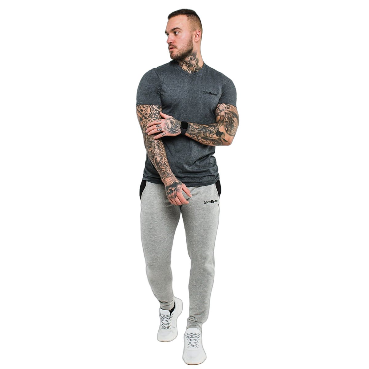 GymBeam T-Shirt Herren Regular Kurzarm Basic Dark Grey