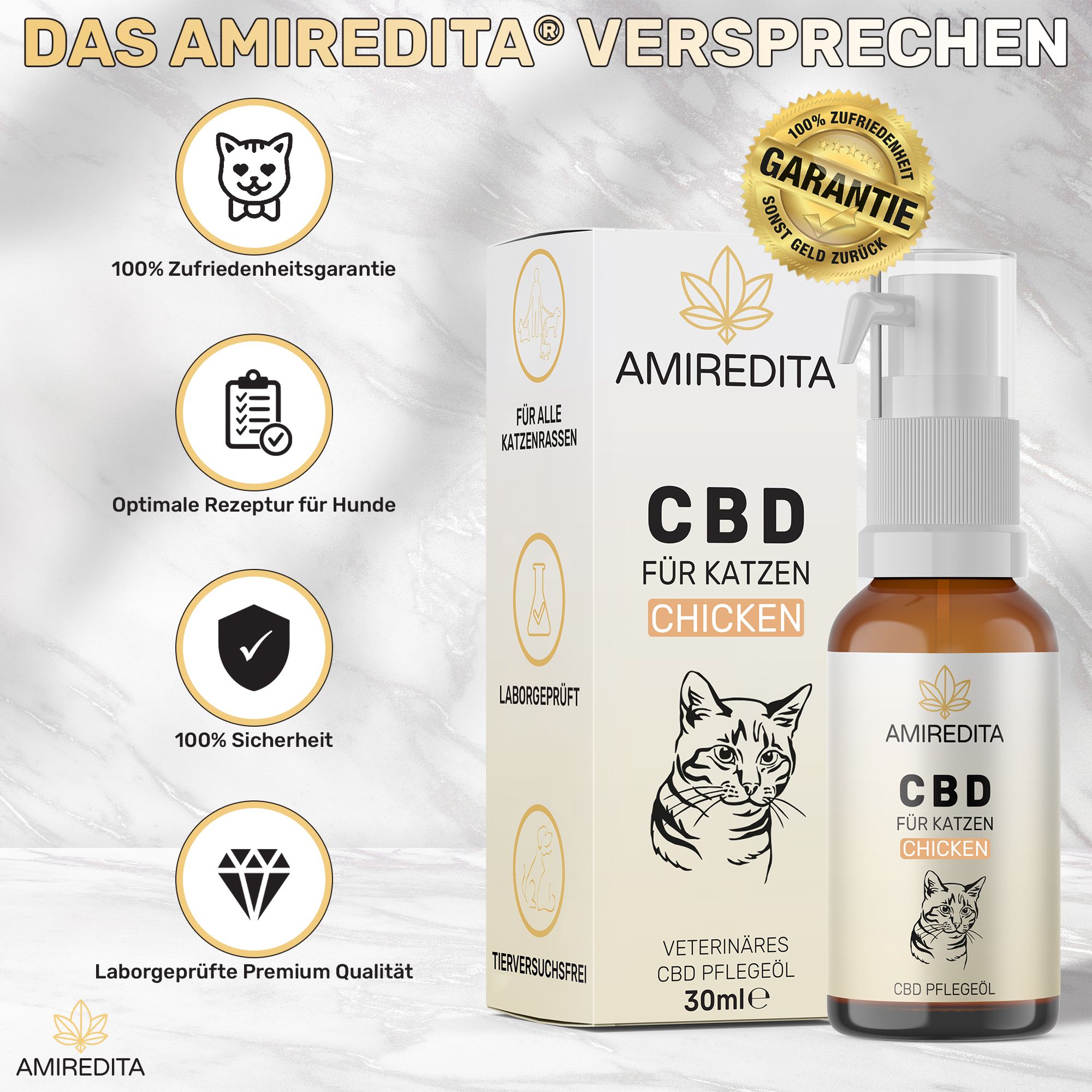 Amiredita CBD Öl Katzen 750mg - Huhnaroma