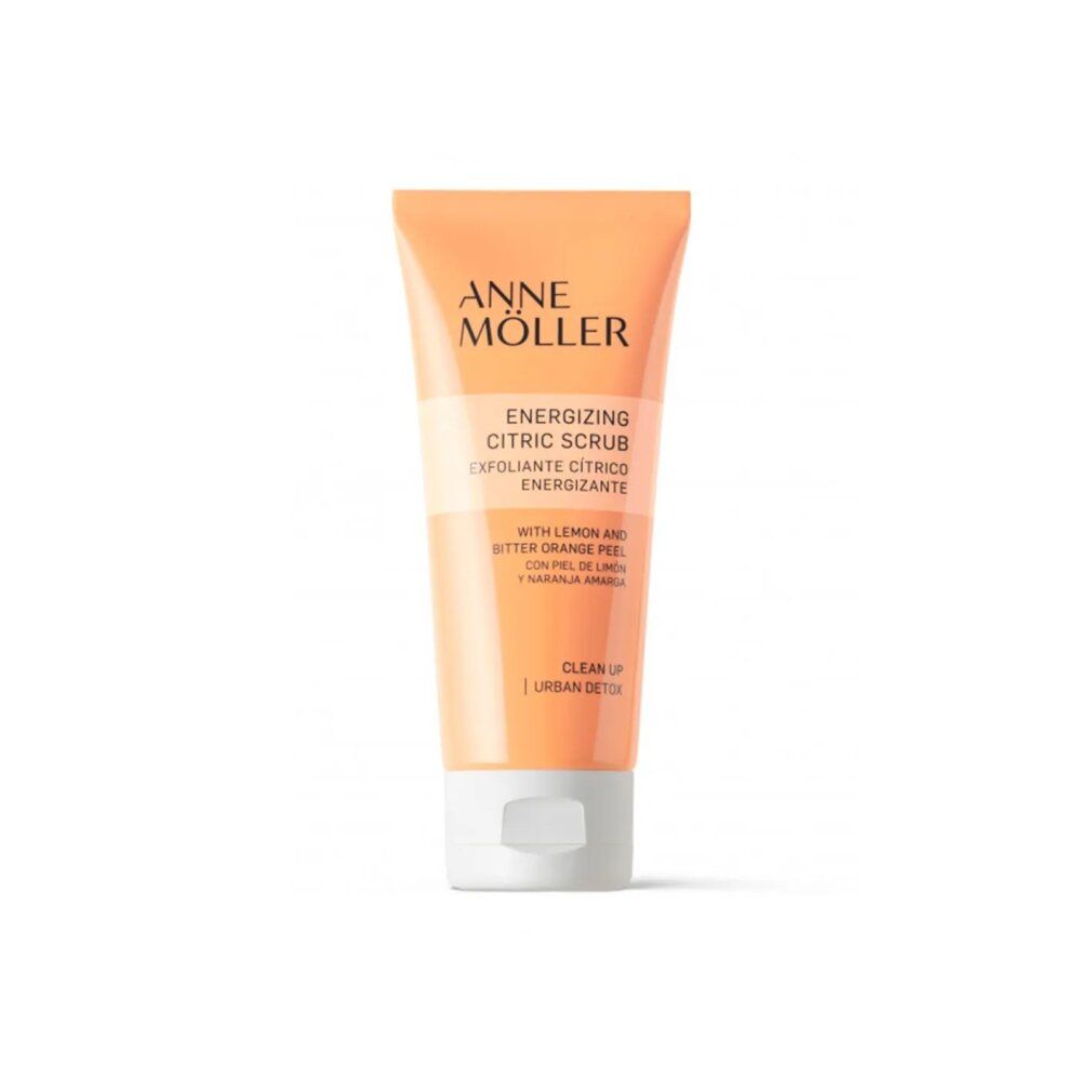 Orange Tube mit weißem Verschluss. Beschriftung: Anne Möller, Energizing Citric Scrub, Exfoliante Cítrico Energizante.