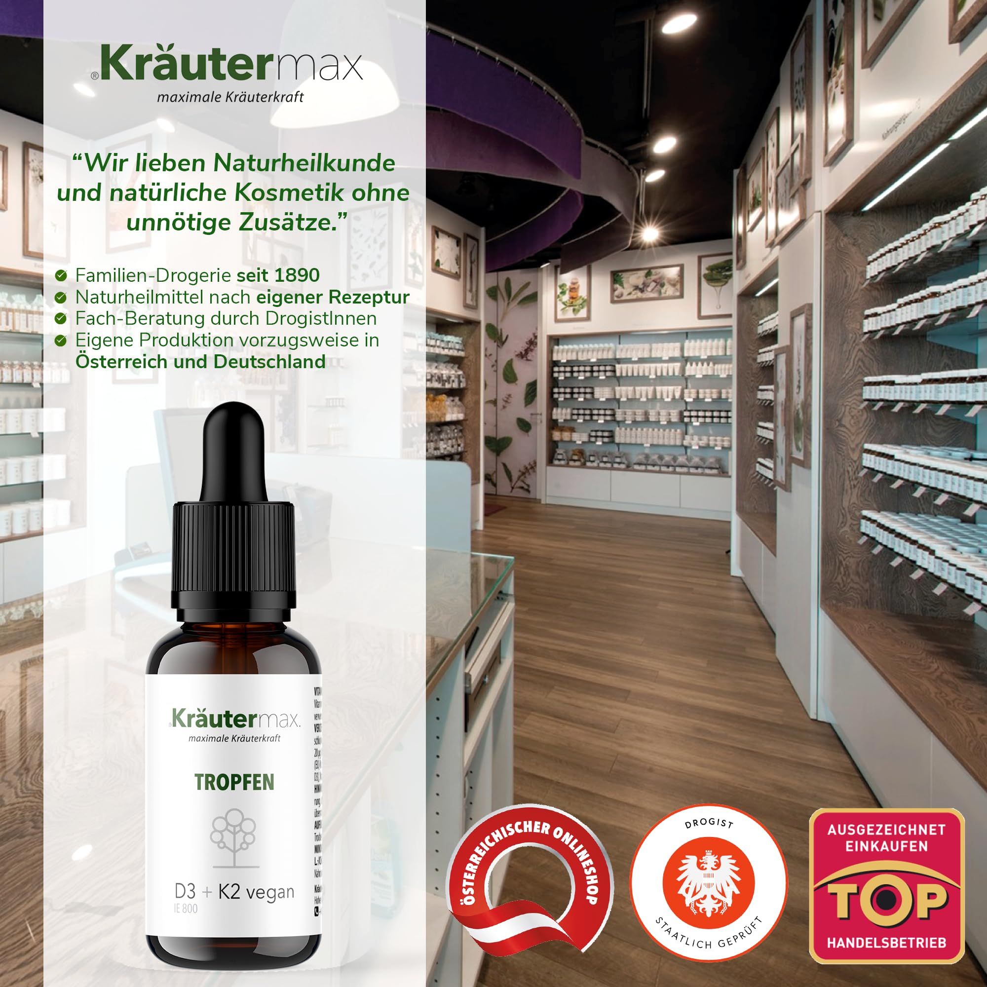 Kräutermax Vitamin D3 Und K2 Tropfen Vegan 800 Ie D3 Aus Flechten 50