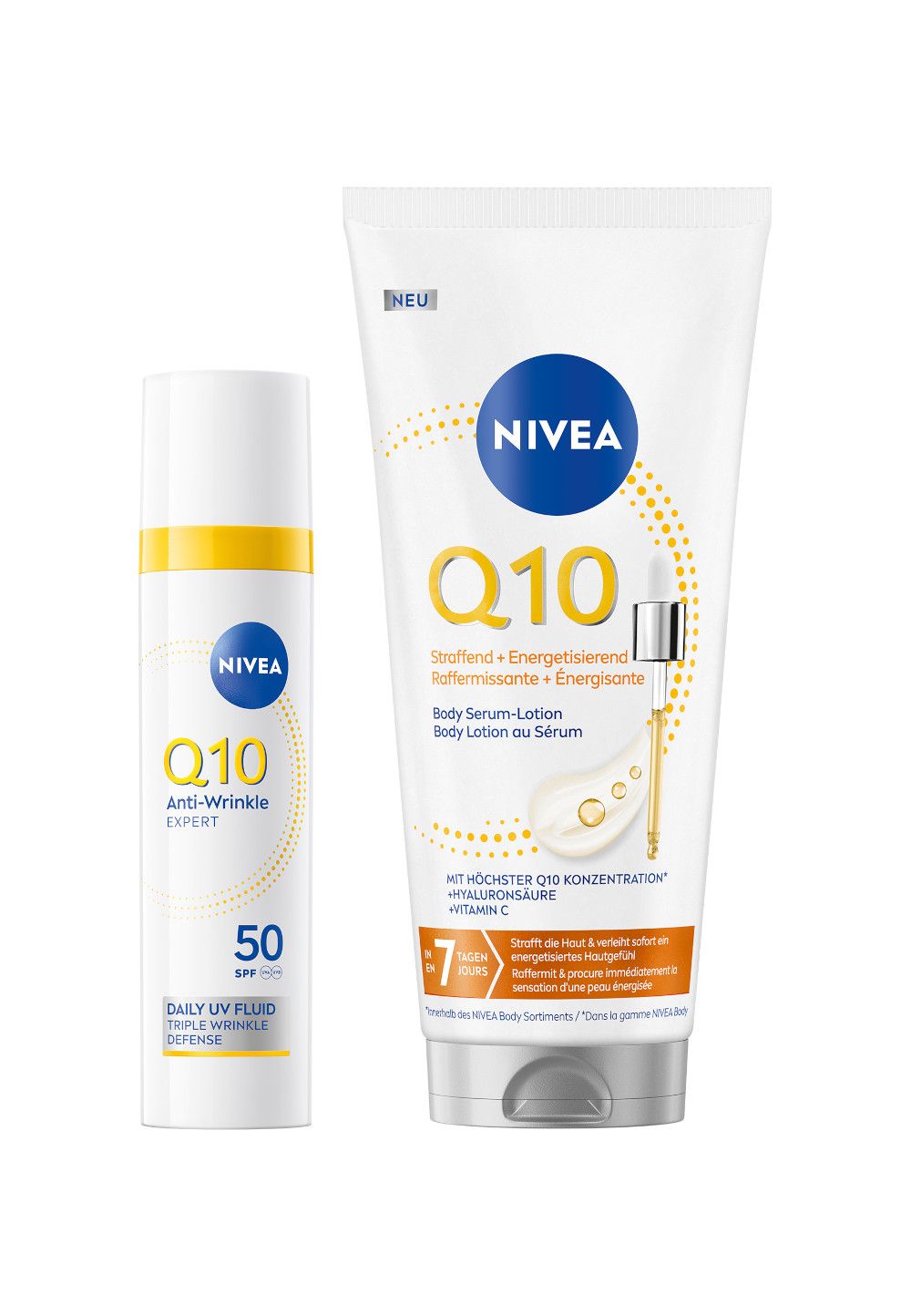 Nivea Q10 Body Serum-Lotion & Anti-Falten UV Fluid Set 240 ml Lotion