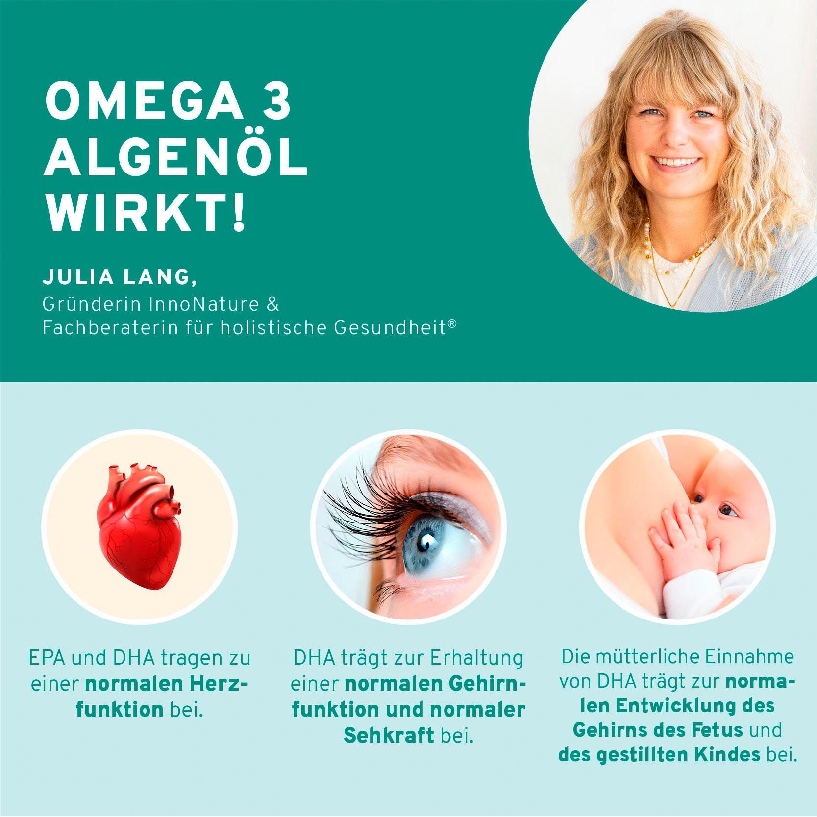 InnoNature Omega 3 Algenöl | natürlich aus der Mikroalge Schizochytrium | 100 ml, vegan