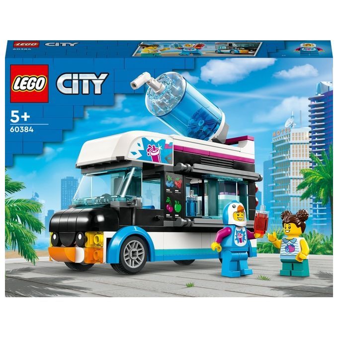 LEGO City 60384 Il Furgoncino delle Granite del Pinguino, Camion Giocattolo con Minifigure, Idea Re