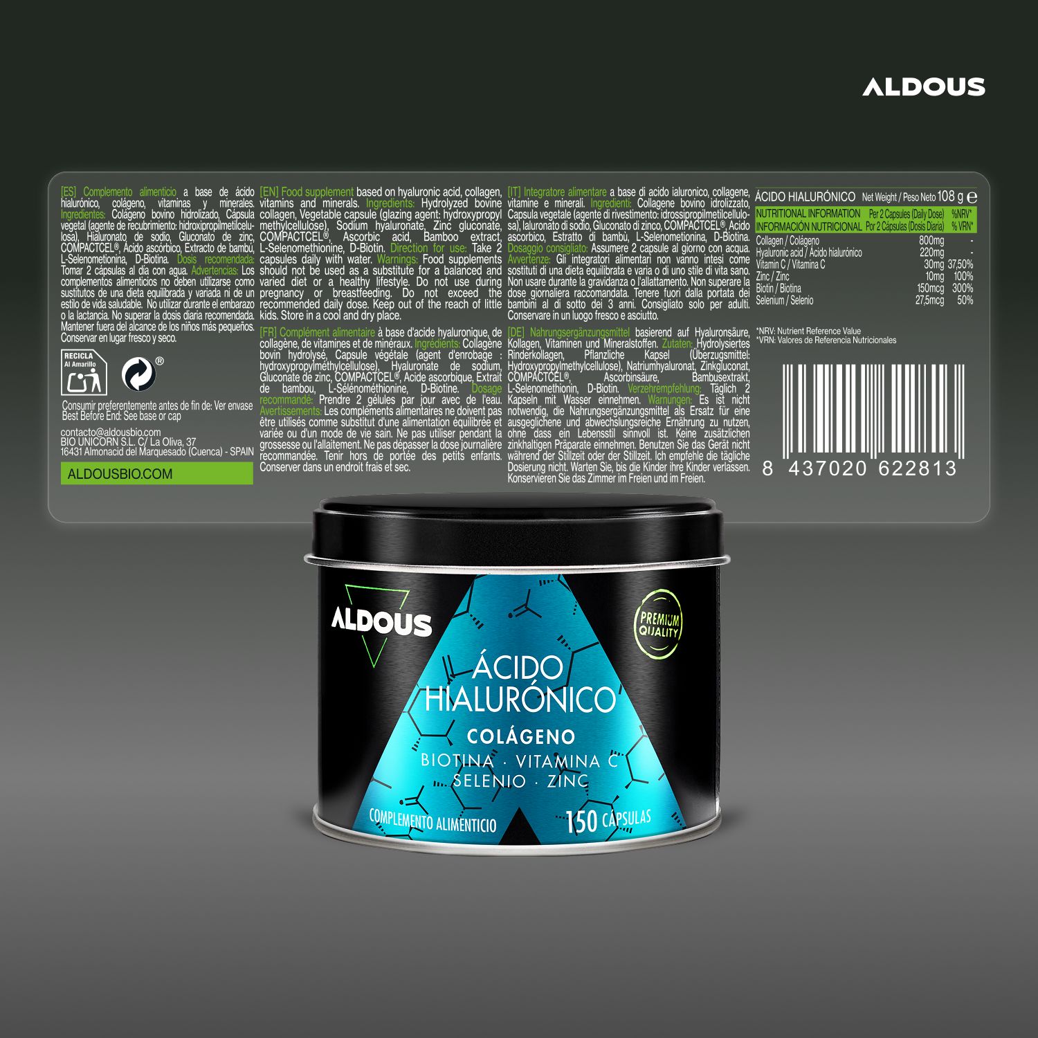Aldous – Hyaluronsäure mit Kollagen – Haare, Haut, Nägel