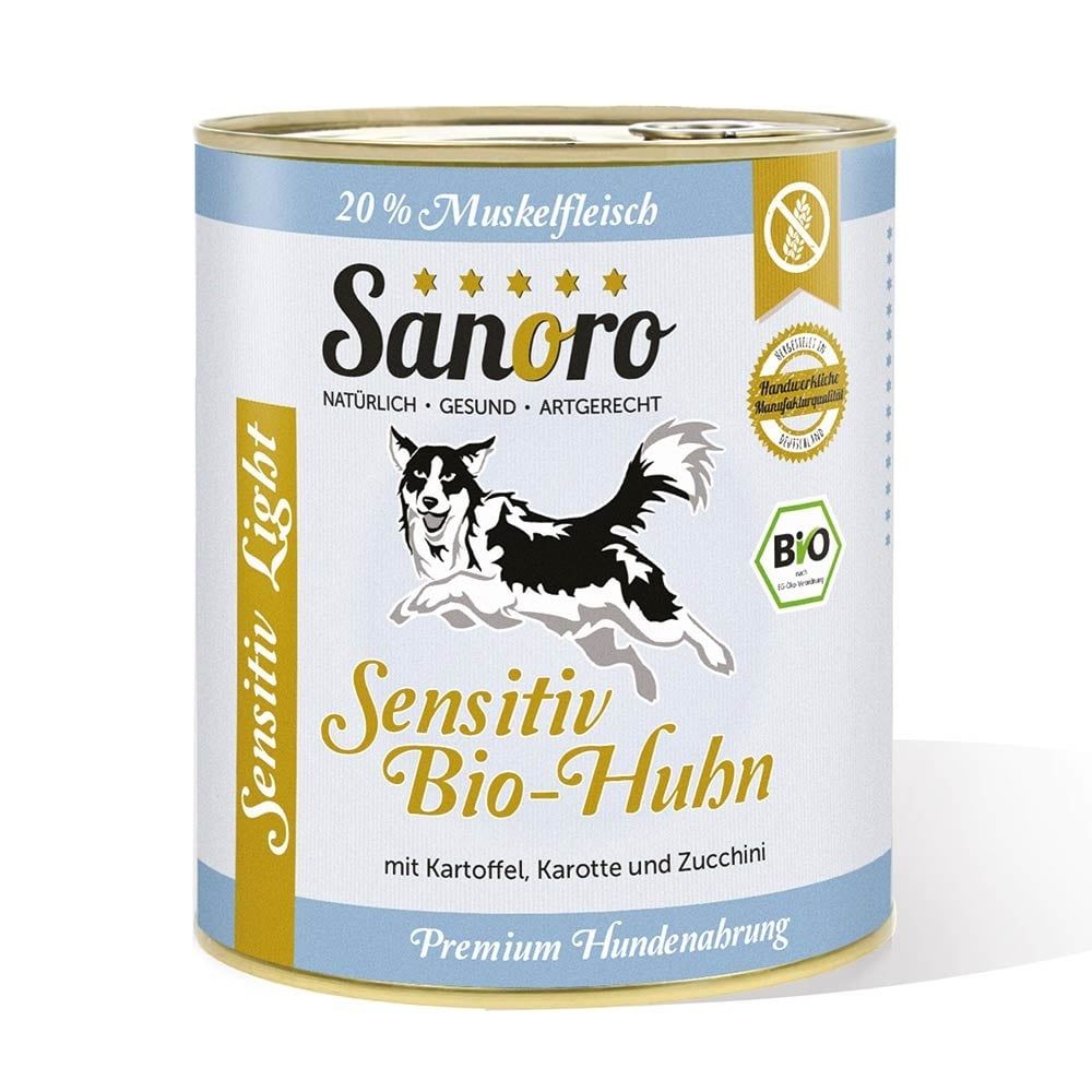 Sanoro - Menü Sensitiv Light Bio-Huhn mit Bio-Kartoffeln und Bio-Karotten 6x800 g