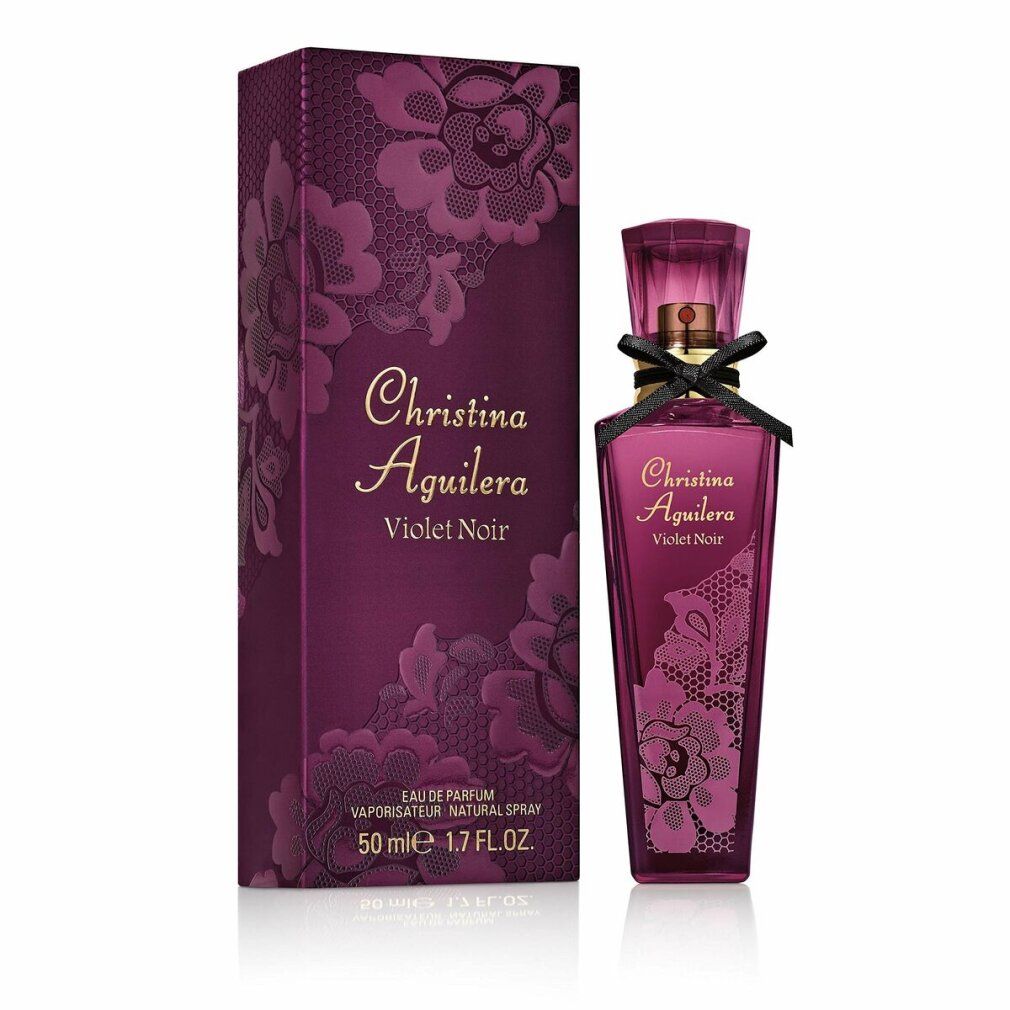 Christina Aguilera Violet Noir Eau de Parfum 50ml Flakon und Schachtel.