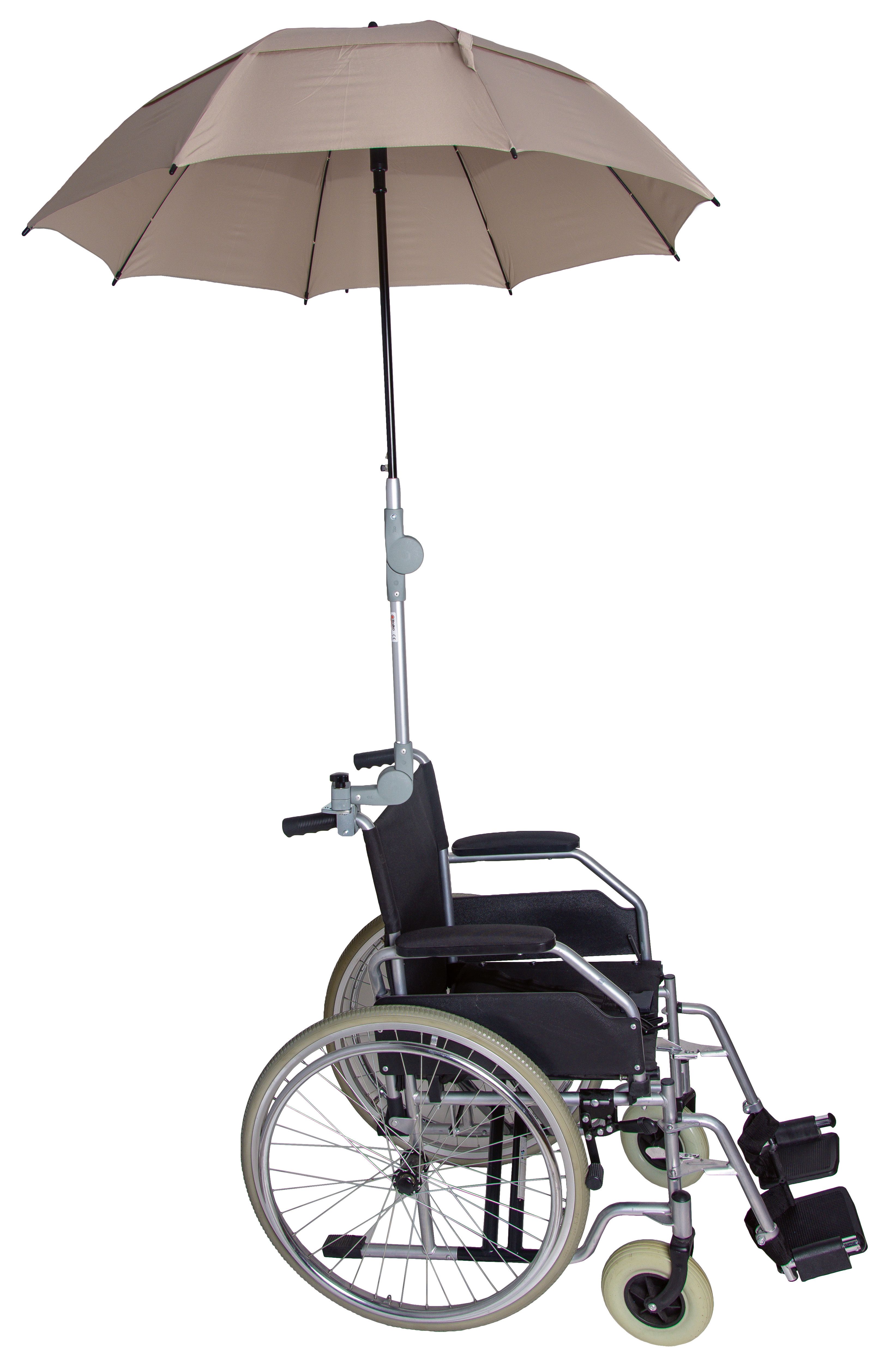 Regen - oder Sonnen - Schirm für Rollatoren und Rollstühle, BEIGE
