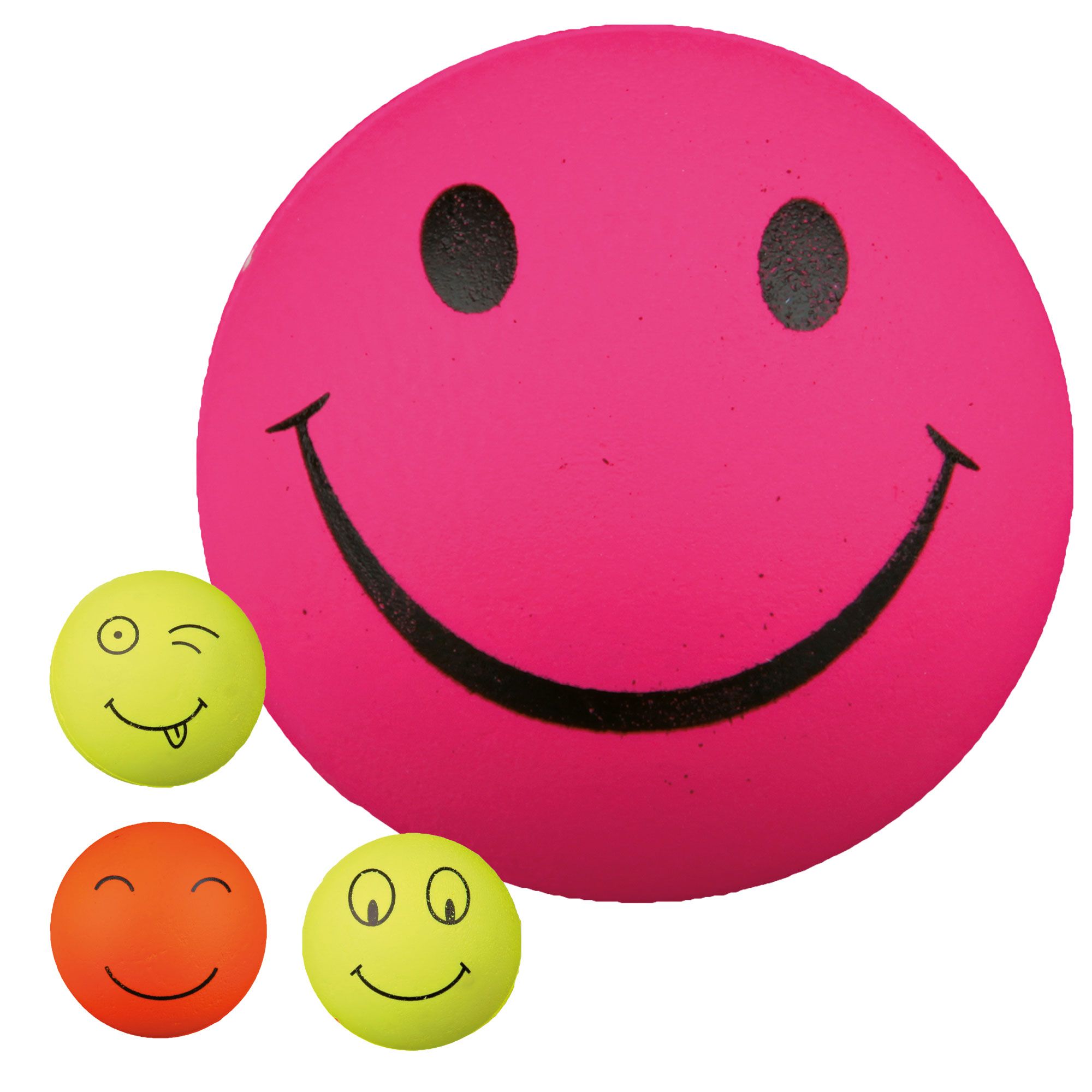 Smiley Moosgummibälle - Set bunt sortiert schwimmfähig weich 6 cm 4 St