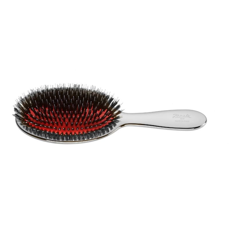 Janeke Chrom-Haarbürste | Mittelgroße Haarbürste mit Nylonverstärkung