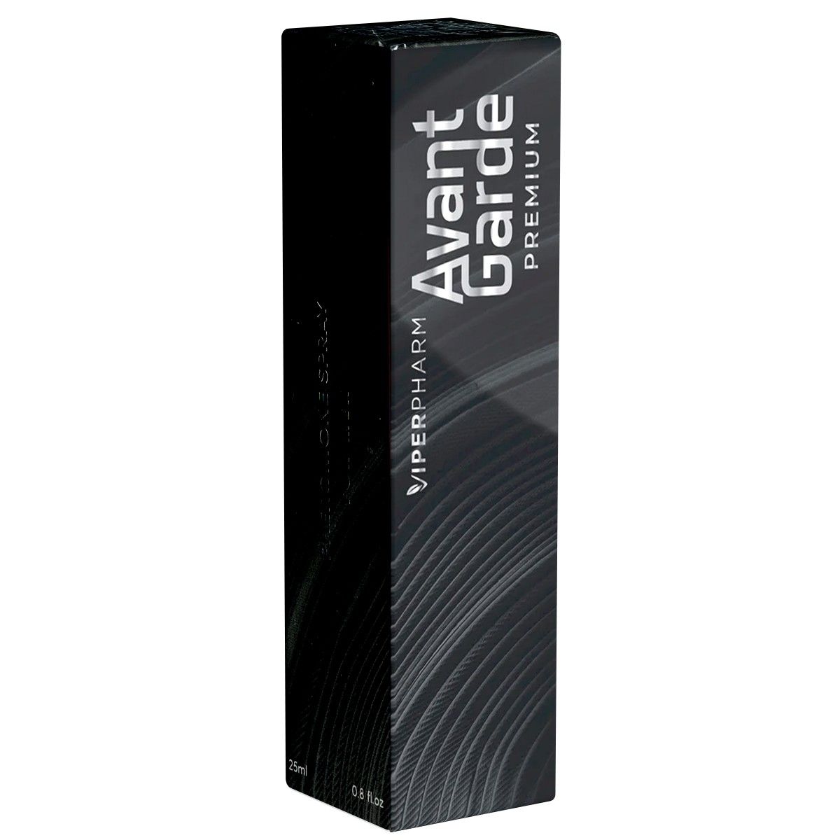 Schwarze Verpackung mit "Avantgarde Premium"-Schriftzug. Marke: ViperPharm. 25ml/0.8 fl oz.