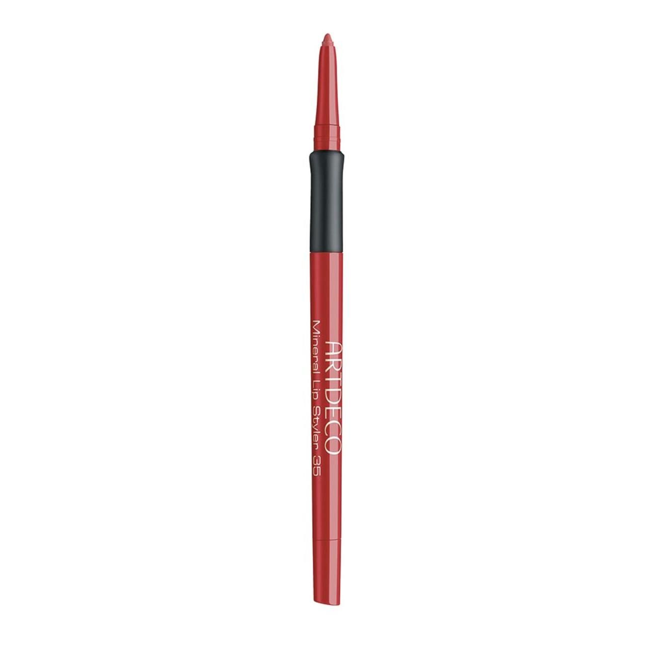 Roter Lippenkonturenstift mit schwarzem Mittelteil. Aufschrift: Artdeco Mineral Lip Styler 35.