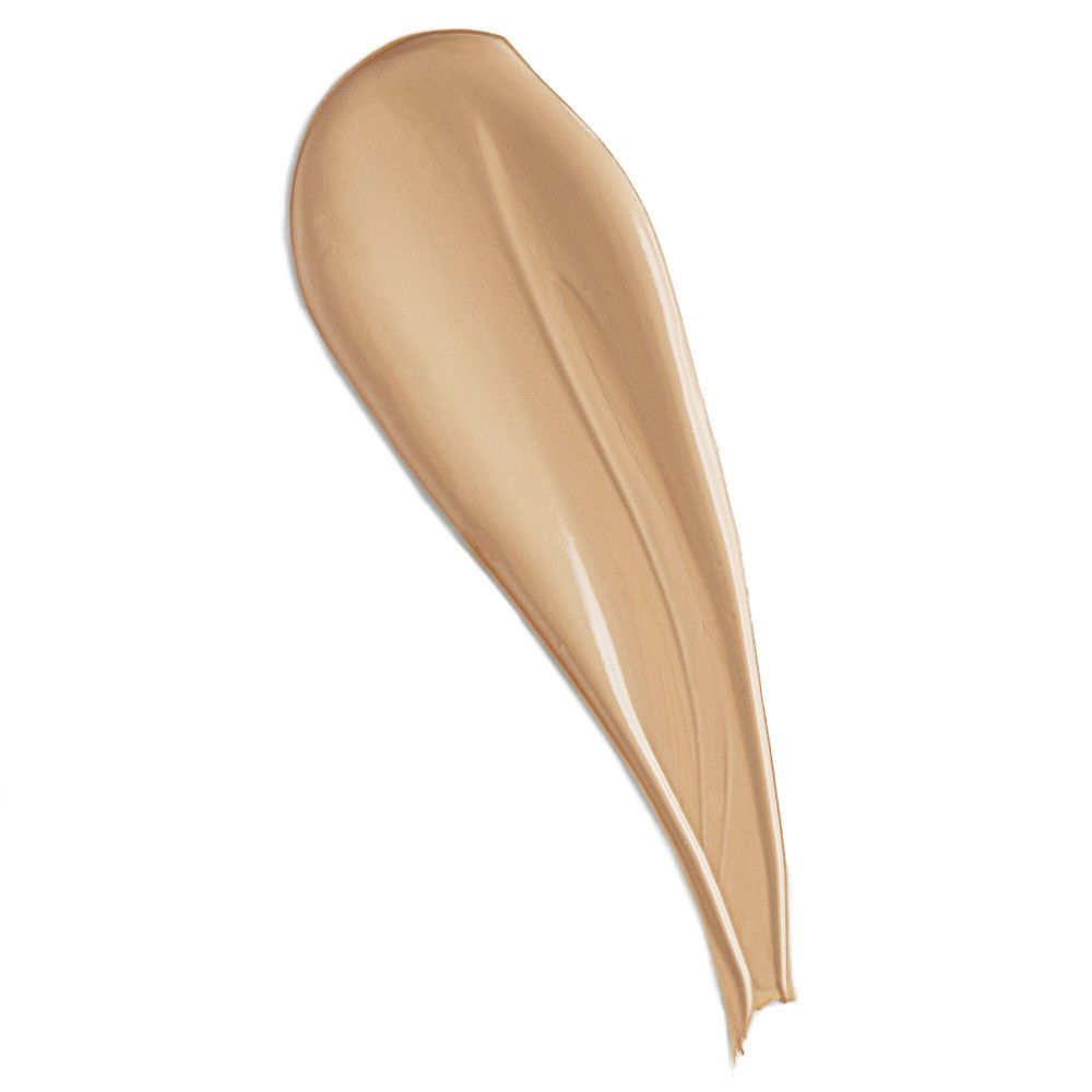 Beige-brauner Concealer-Strich. Glatte Textur. Auf hellem Hintergrund.