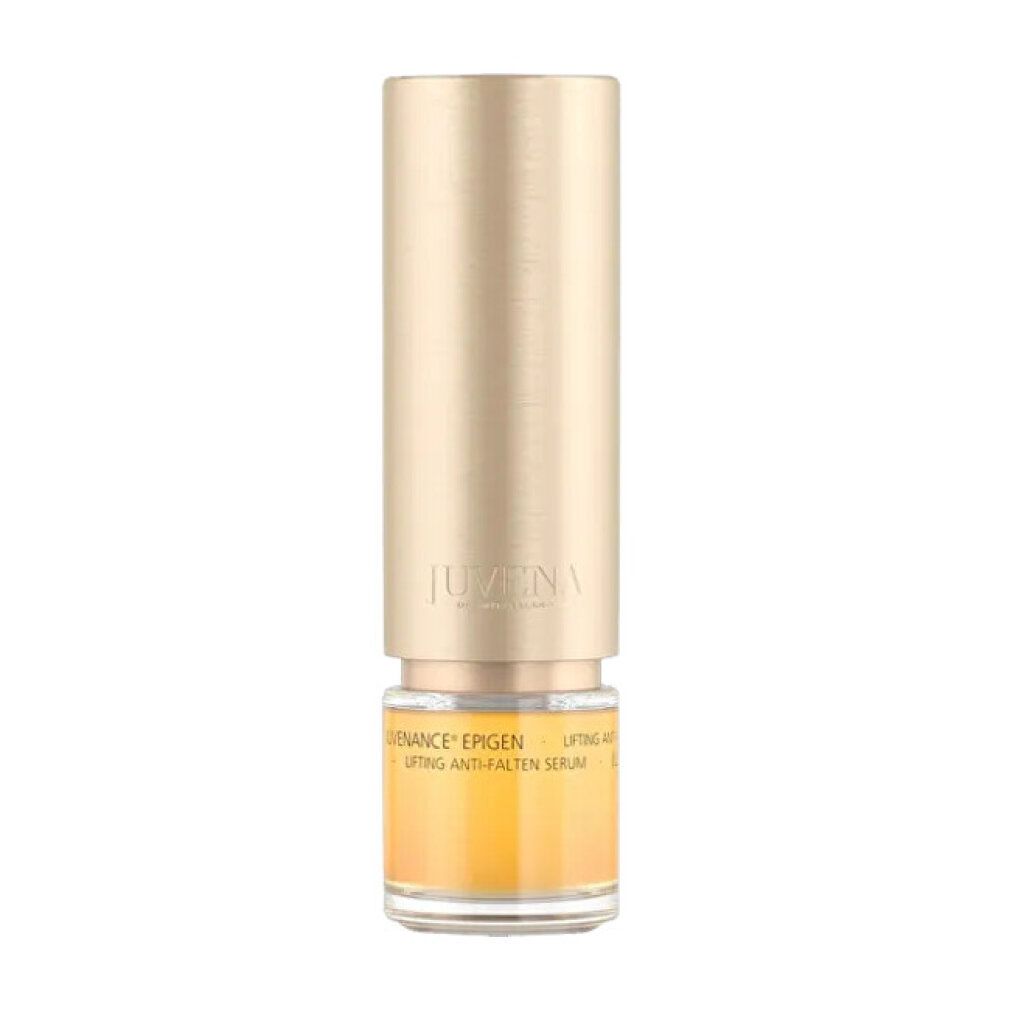 Goldfarbene Serumflasche mit Deckel. Aufschrift: Juvena. Text: Epigen Miracle Lifting Anti-Falten Serum.