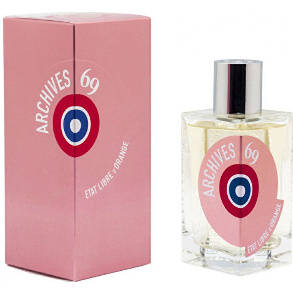 Rosa Verpackung und Flakon. Verpackung mit 'ARCHIVES 69' und Logo. Flakon mit silbernem Verschluss.