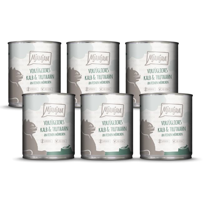 MjAMjAM - vorzügliches Kalb & Truthahn an leckeren Möhrchen 6x800 g Futter