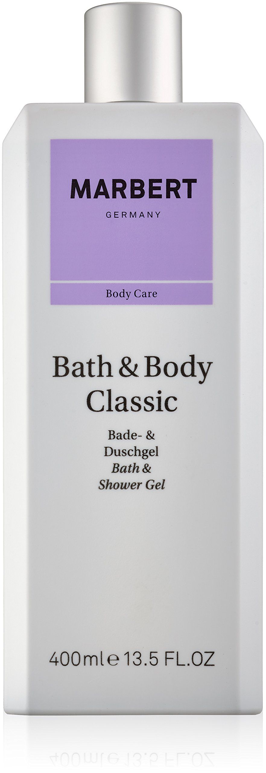 Weiße Flasche Marbert Bath & Body Classic Duschgel, 400ml.