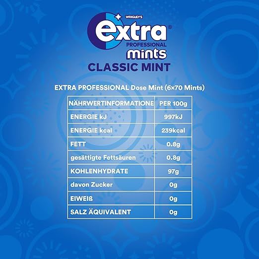 Nährwertangaben für EXTRA PROFESSIONAL Classic Mint.