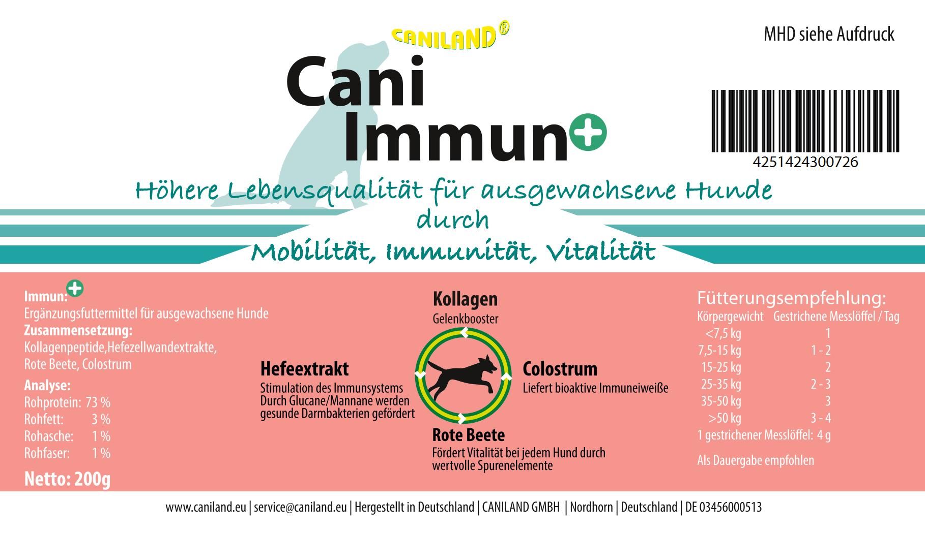 caniland Cani Immun + | Supplement für Hunde für ein starkes Immunsystem, Mobilität und Vitalität