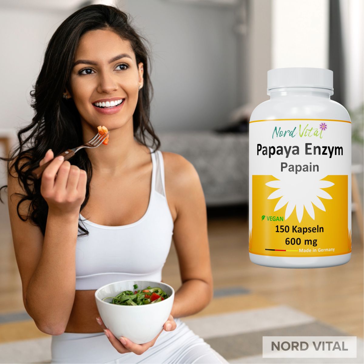 Nord Vital Papaya Enzym - ultrahoch papain-enzymaktivität - Vegan - deutsche Produktion