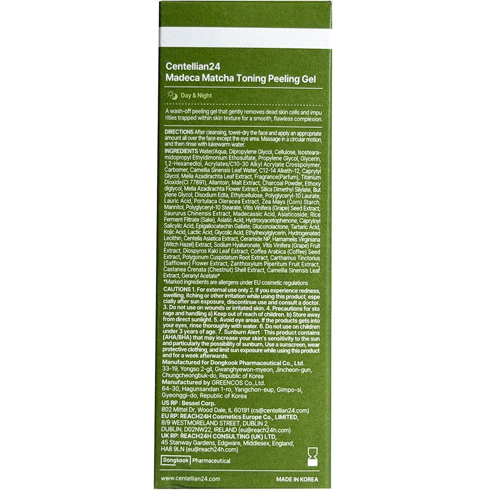 CENTELLIAN24 Madeca Matcha Toning Peeling Gel – Peeling-Gel mit Grüntee und Aktivkohle