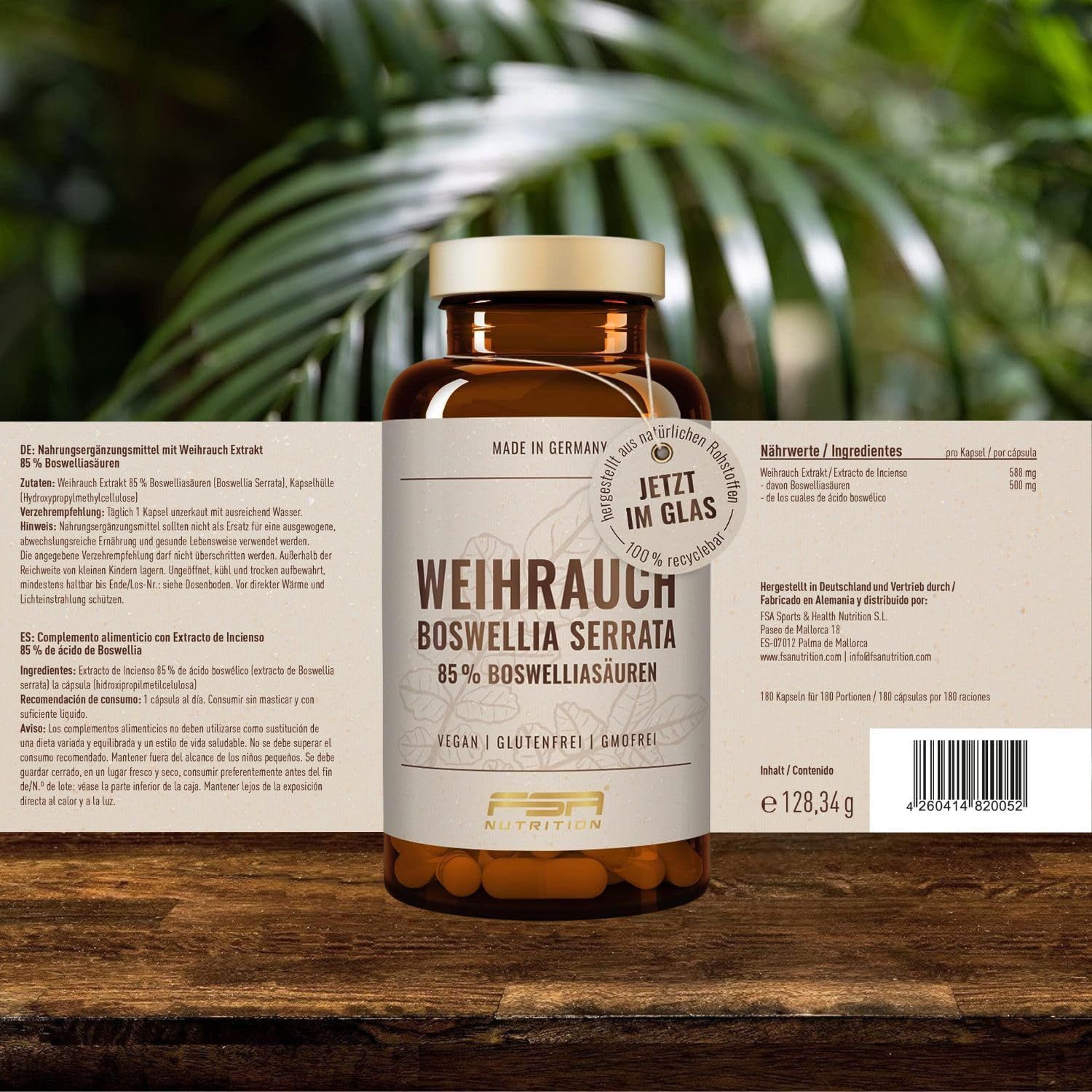 FSA NUTRITION Weihrauch Boswellia Serrata 85% Boswelliasäuren im Glas