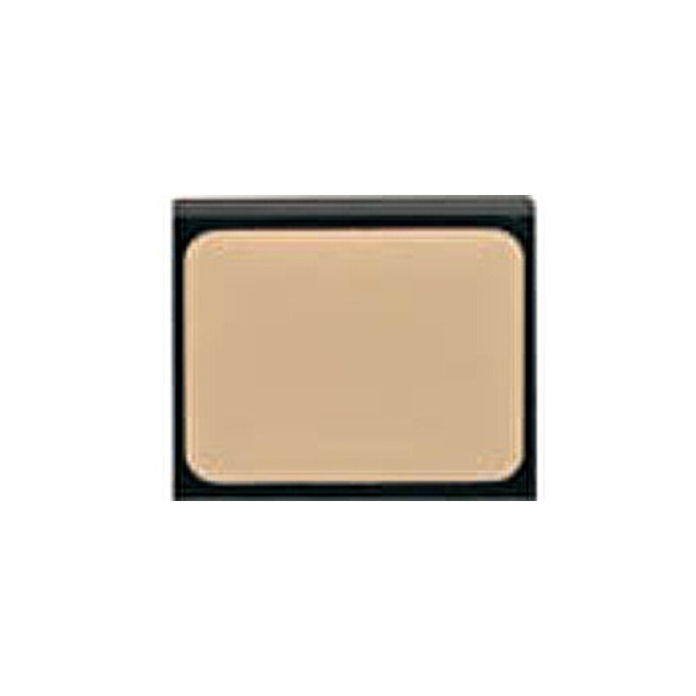 Beige Camouflage Creme in rechteckiger Dose mit schwarzem Rahmen.