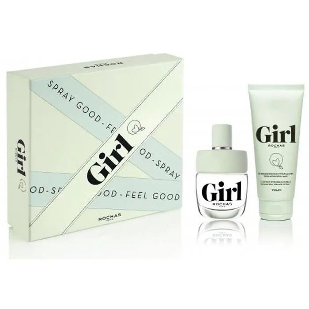 Geschenkset mit Eau de Toilette Spray, Tube und Box. Aufschrift "Girl" und "Rochas".