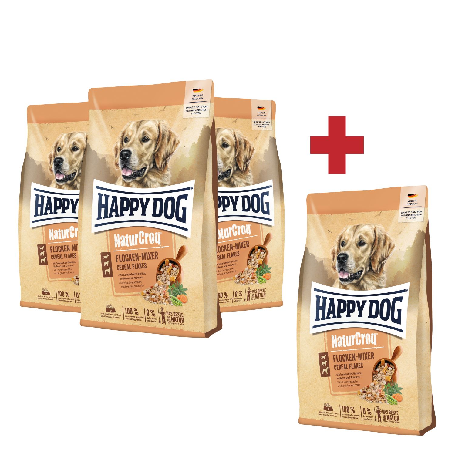 Happy Dog NaturCroq Flocken Mixer 3 + 1 Aktion!